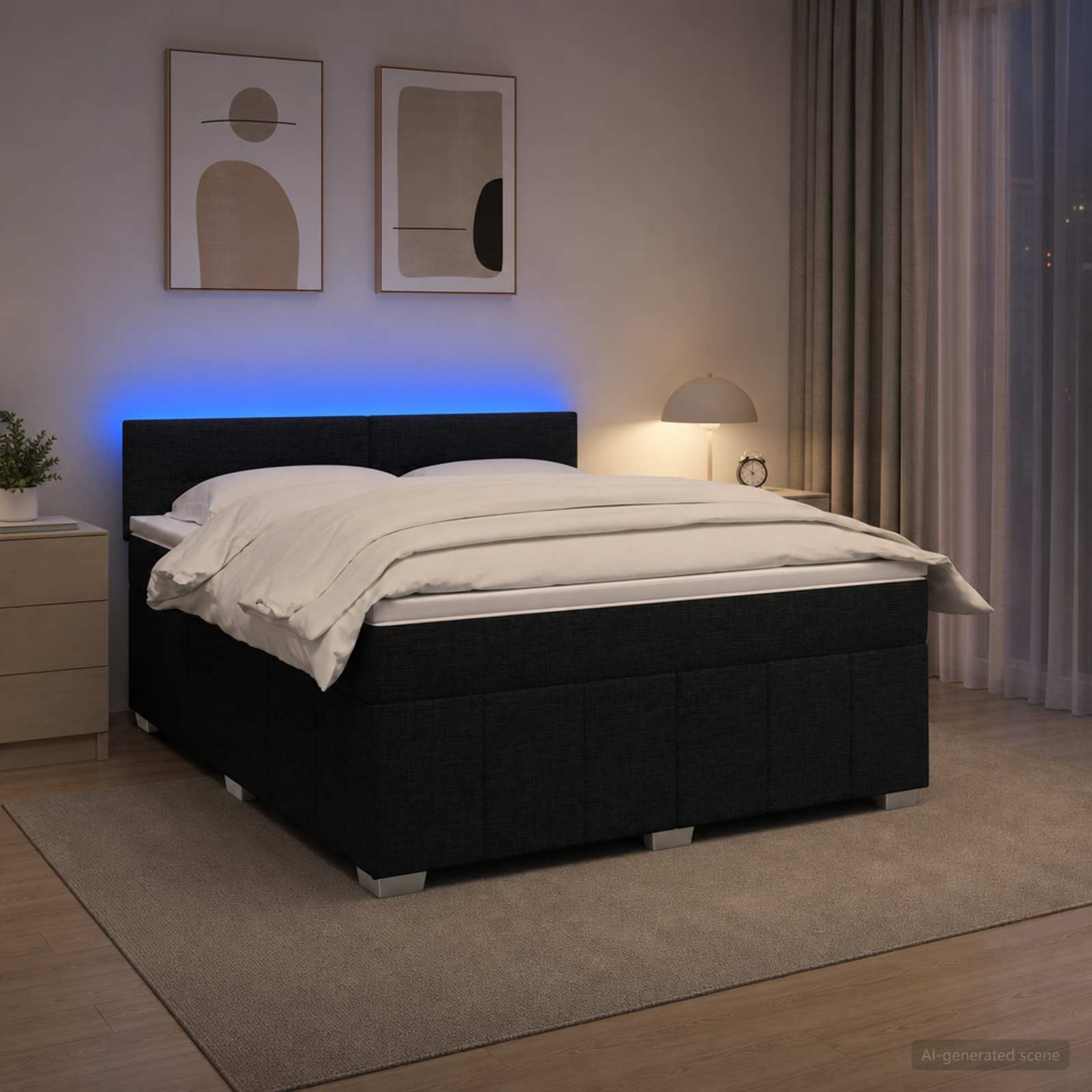 vidaXL Κρεβάτι box spring με στρώμα Μαύρο 140 x 200 cm Ύφασμα