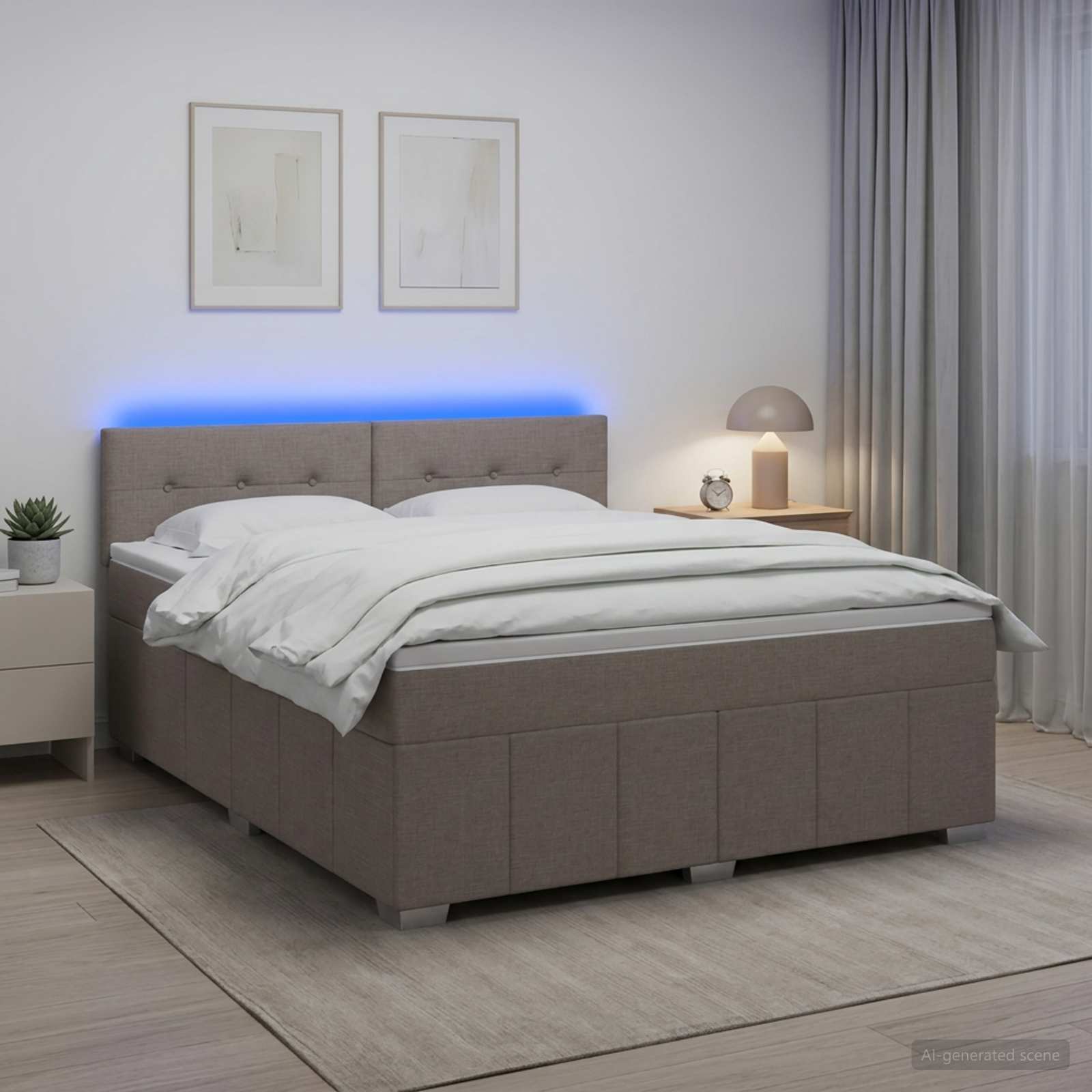 vidaXL Κρεβάτι box spring με στρώμα Taupe 140 x 190 cm Ύφασμα