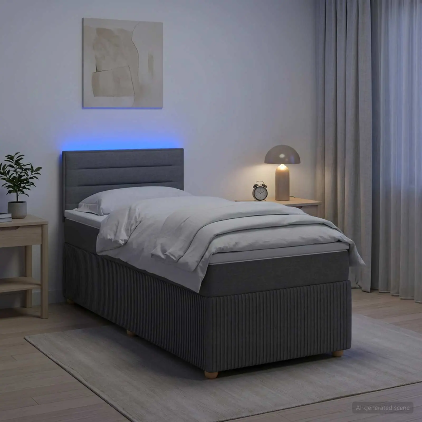 vidaXL Κρεβάτι box spring με στρώμα Σκούρο Γκρι 90 x 200 cm Ύφασμα
