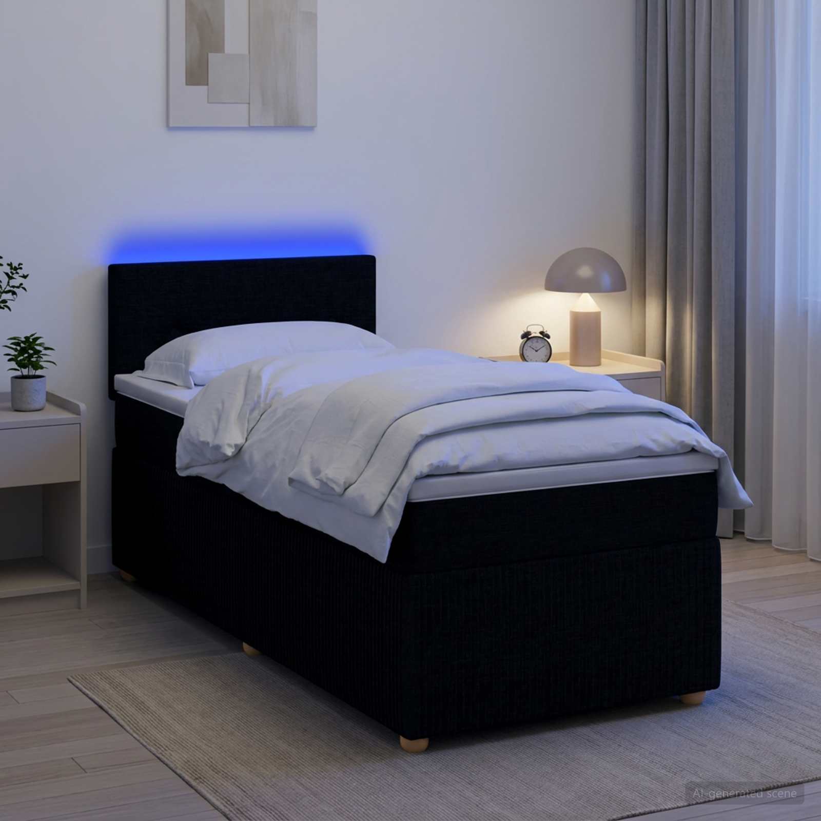 vidaXL Κρεβάτι box spring με στρώμα Μαύρο 80 x 200 cm Ύφασμα