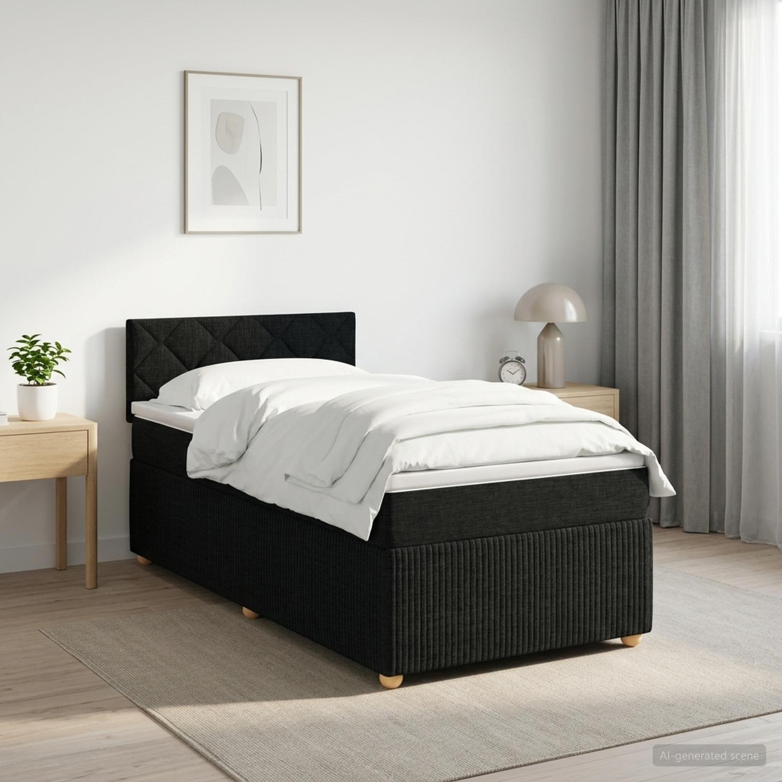 vidaXL Κρεβάτι box spring με στρώμα Μαύρο 80 x 200 cm Ύφασμα