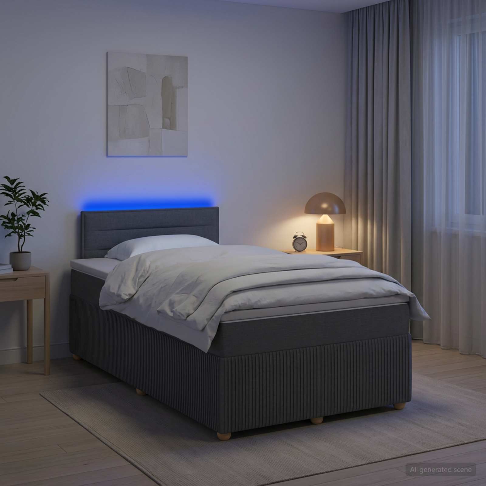 vidaXL Κρεβάτι box spring με στρώμα Σκούρο Γκρι 120 x 190 cm Ύφασμα