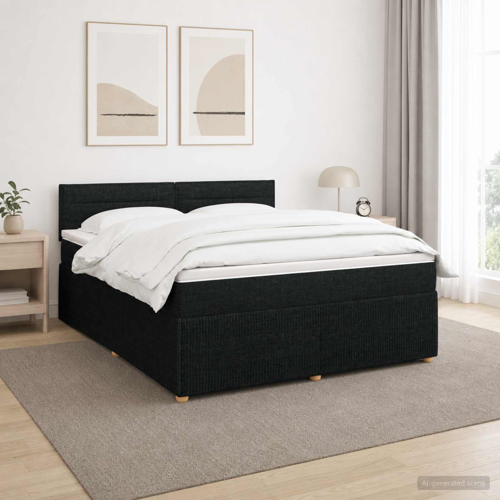 vidaXL Κρεβάτι box spring με στρώμα Μαύρο 140 x 200 cm Ύφασμα