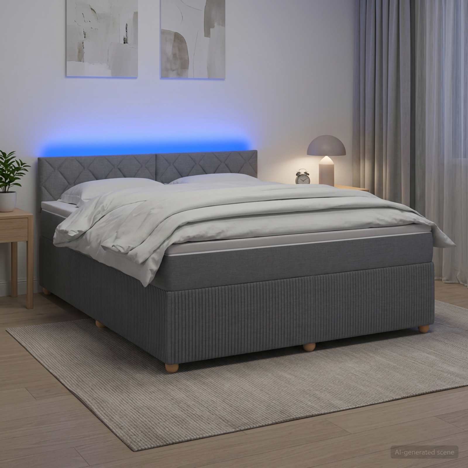 vidaXL Κρεβάτι box spring με στρώμα Ανοιχτό γκρι 140 x 190 cm Ύφασμα