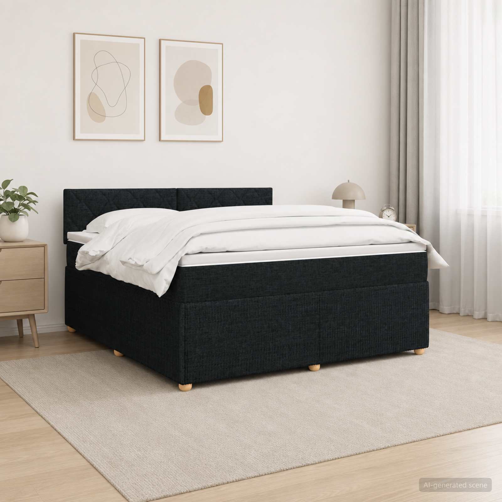 vidaXL Κρεβάτι box spring με στρώμα Μαύρο 140 x 190 cm Ύφασμα