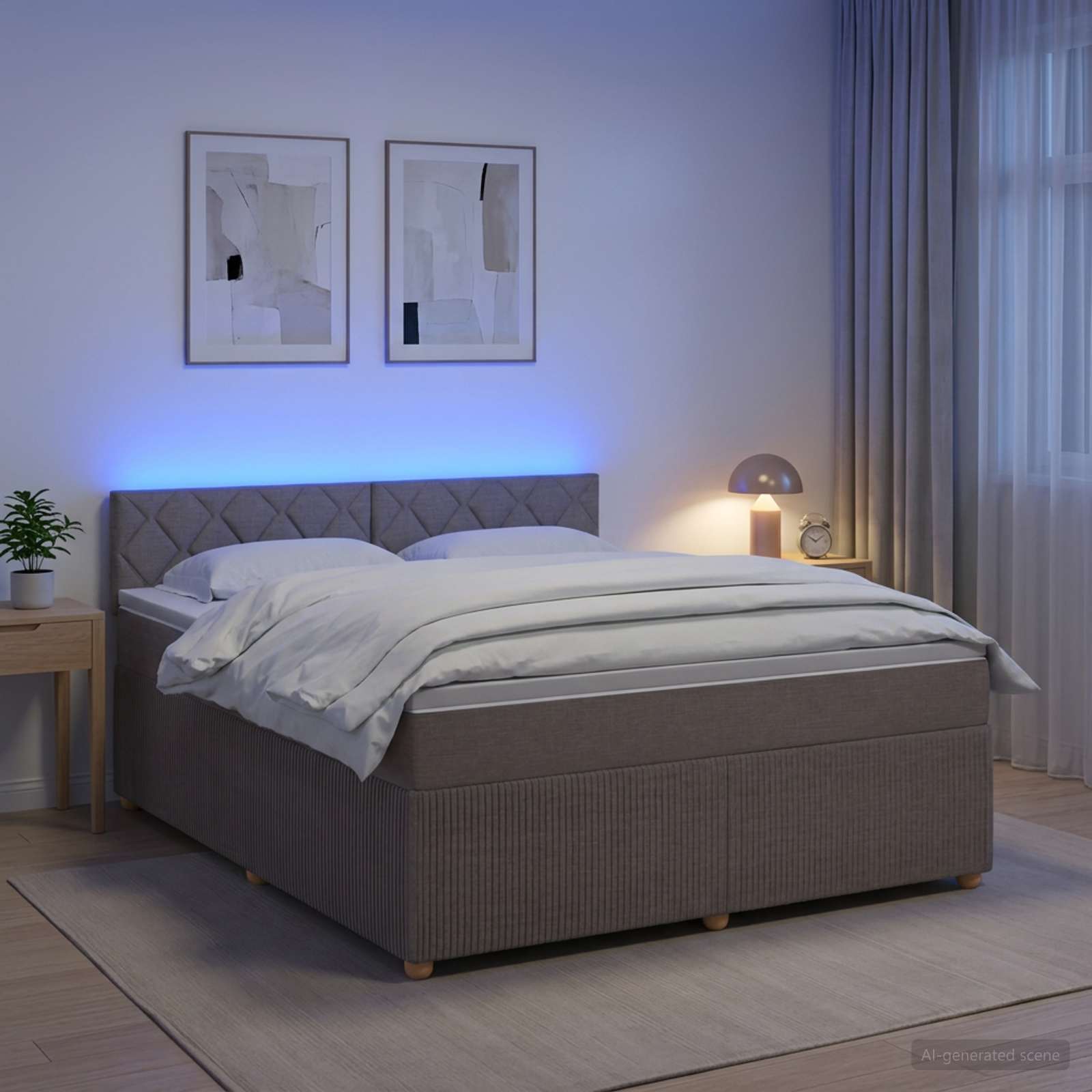 vidaXL Κρεβάτι box spring με στρώμα Taupe 160 x 200 cm Ύφασμα