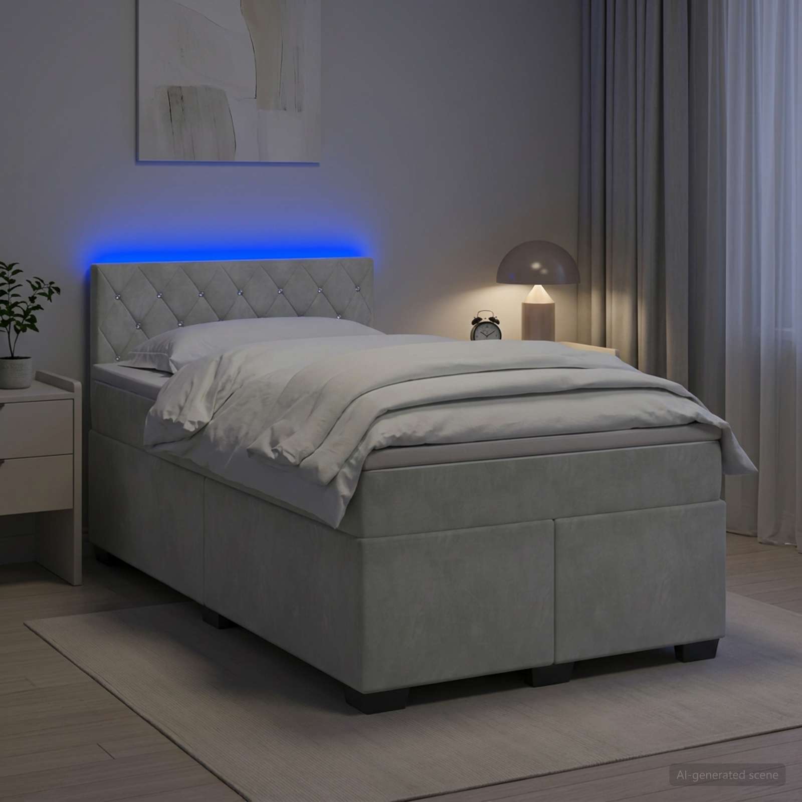 vidaXL Κρεβάτι box spring με στρώμα Ανοιχτό γκρι 120 x 190 cm Βελούδο