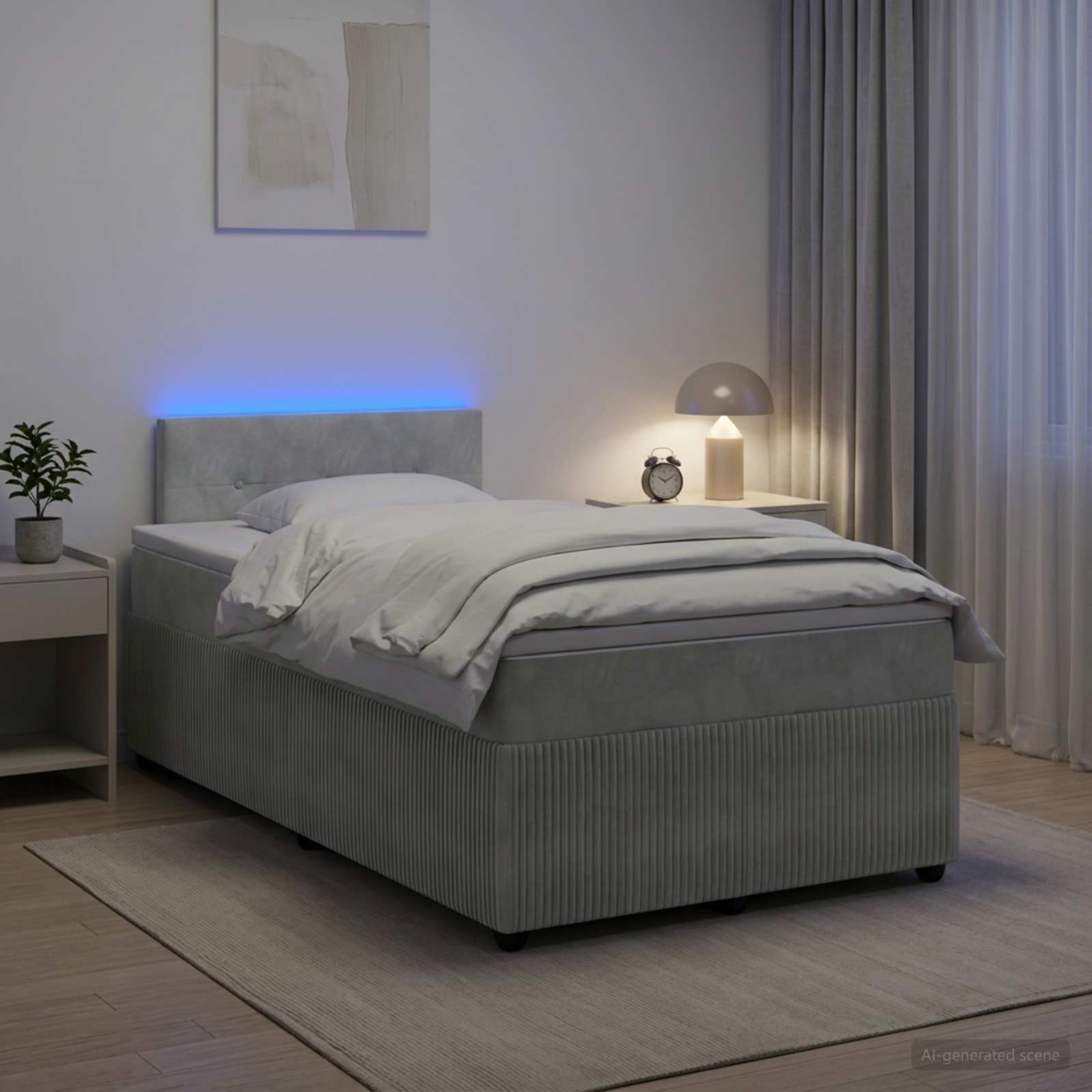 vidaXL Κρεβάτι box spring με στρώμα Ανοιχτό γκρι 120 x 190 cm Βελούδο