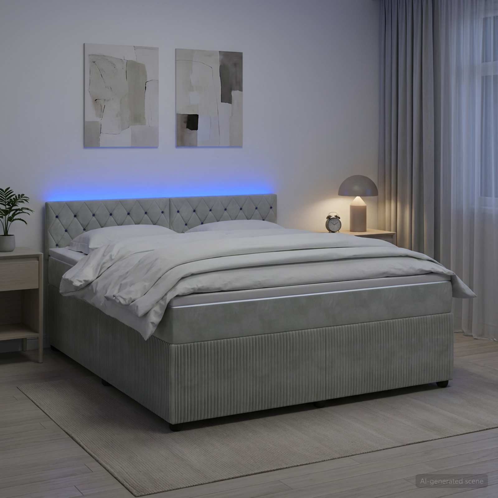 vidaXL Κρεβάτι box spring με στρώμα Ανοιχτό γκρι 180 x 200 cm Βελούδο