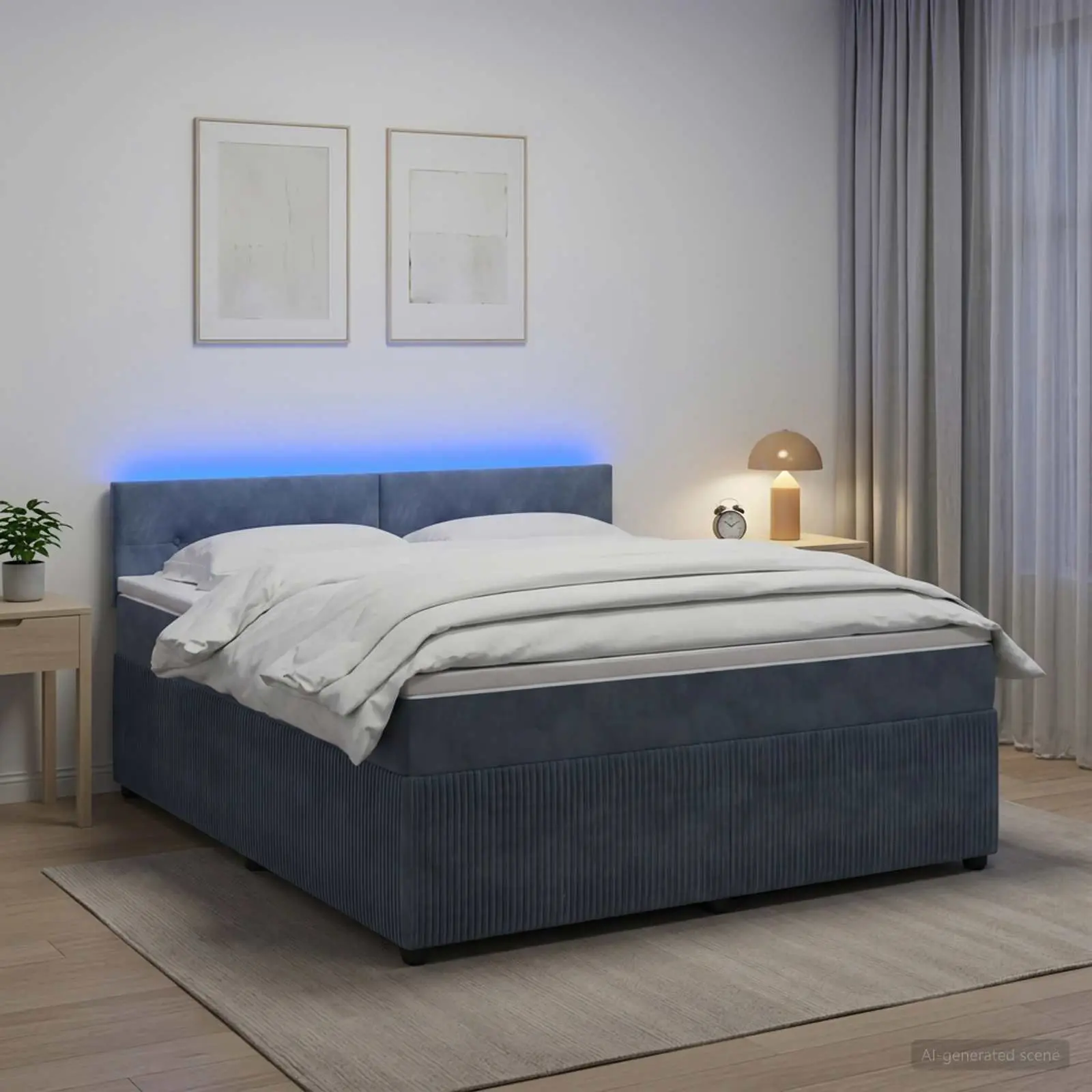 vidaXL Κρεβάτι box spring με στρώμα Σκούρο Γκρι 180 x 200 cm Βελούδο