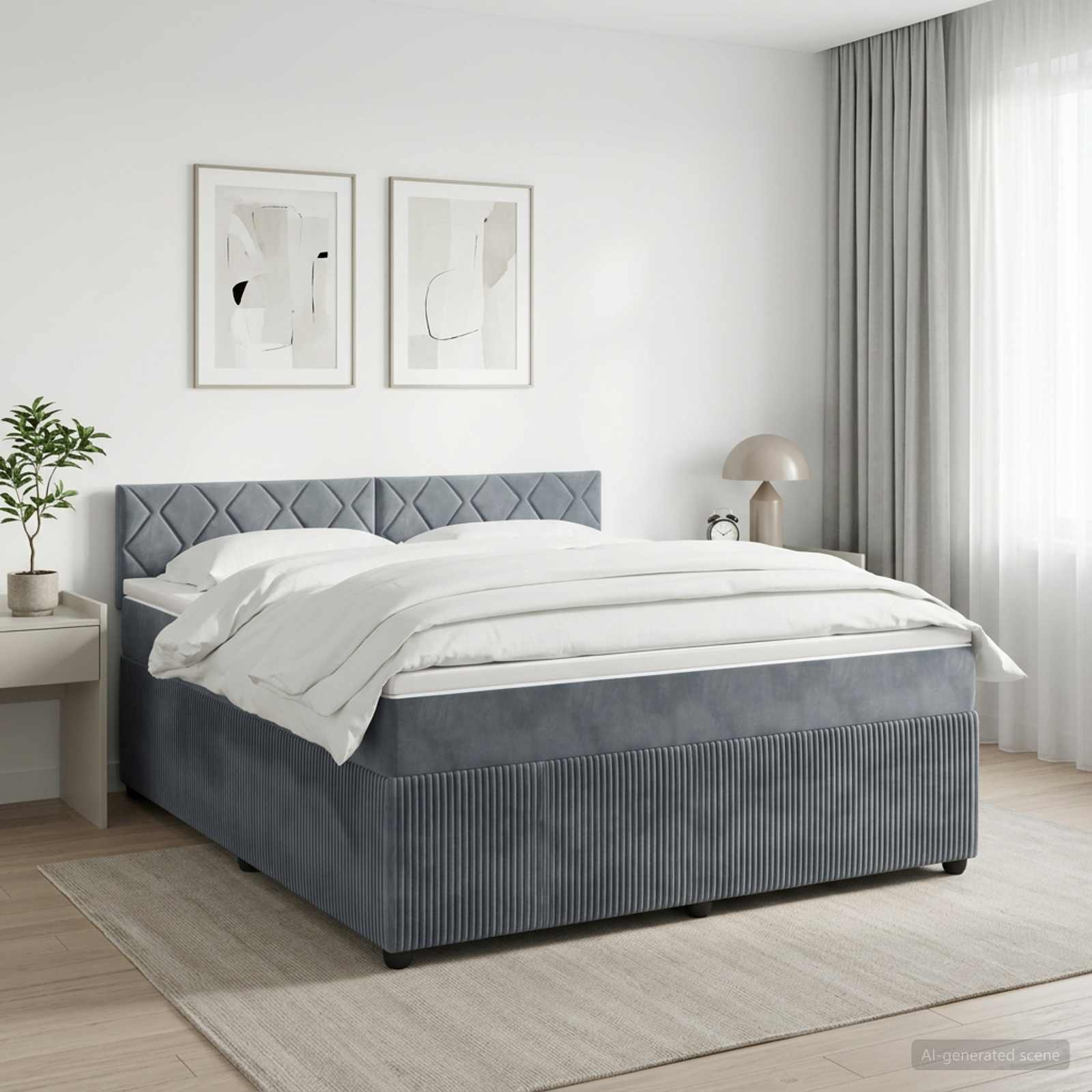 vidaXL Κρεβάτι box spring με στρώμα Σκούρο Γκρι 140 x 200 cm Βελούδο
