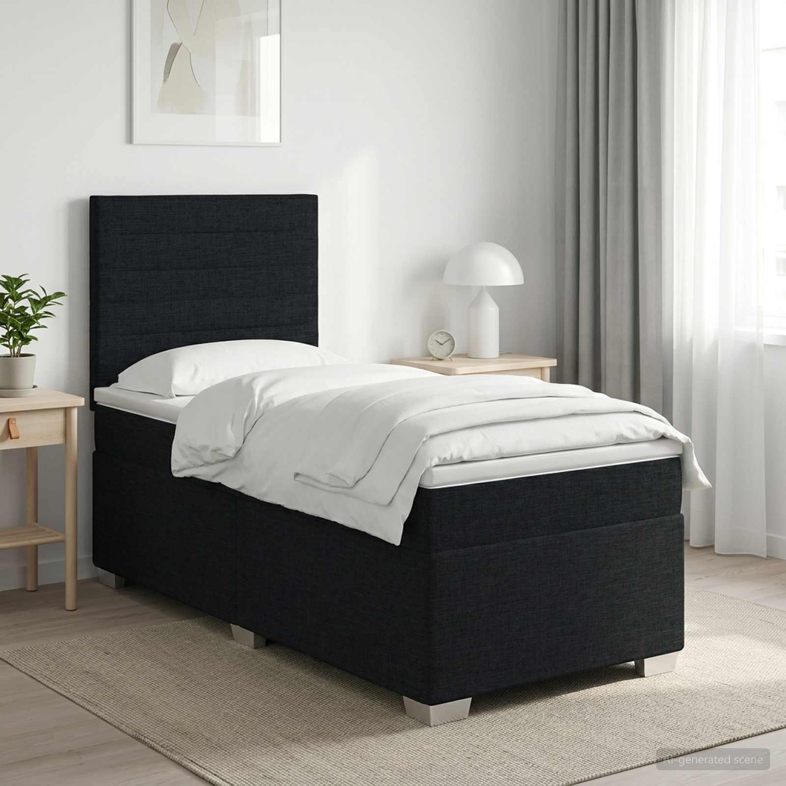 vidaXL Κρεβάτι box spring με στρώμα Μαύρο 100 x 200 cm Ύφασμα
