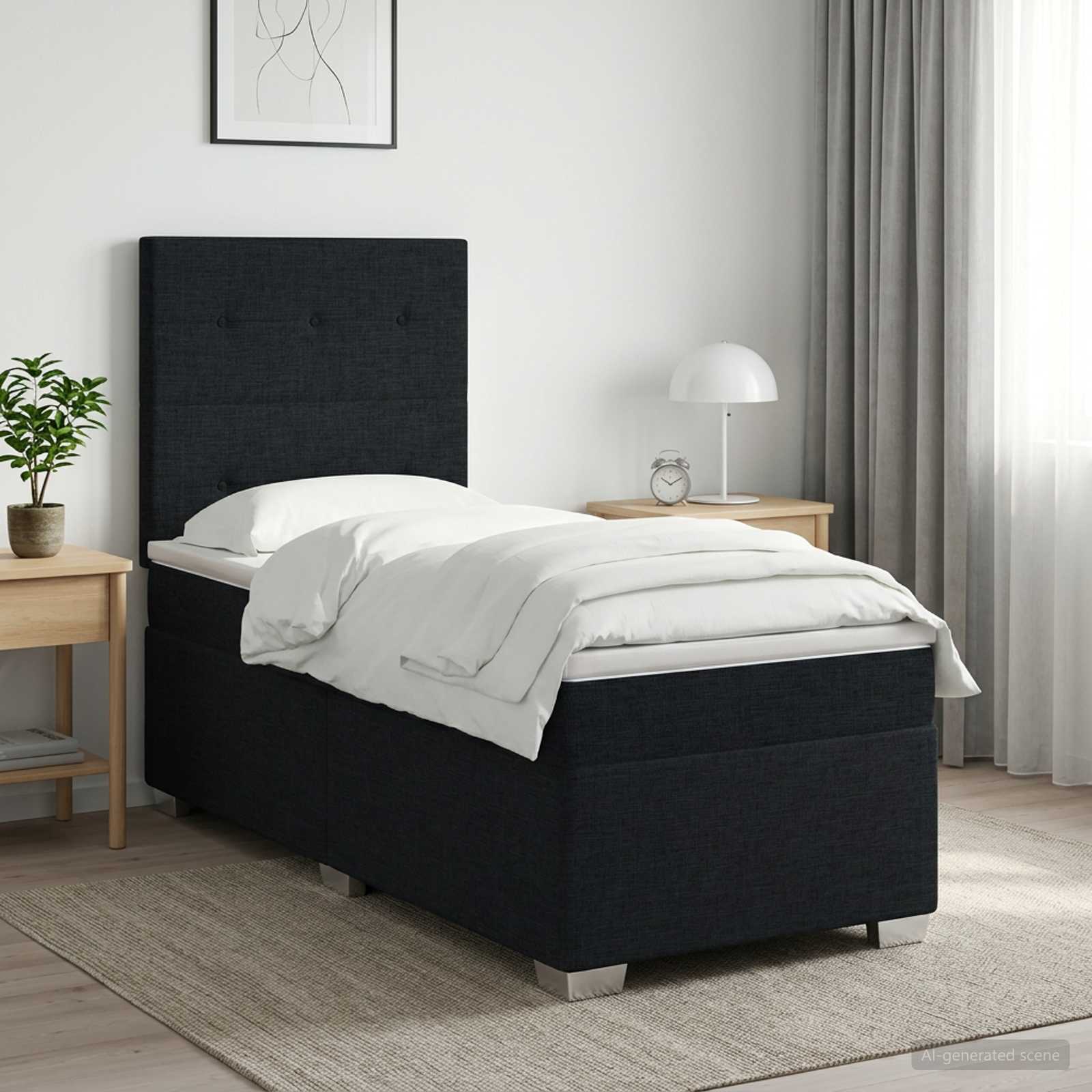 vidaXL Κρεβάτι box spring με στρώμα Μαύρο 80 x 200 cm Ύφασμα