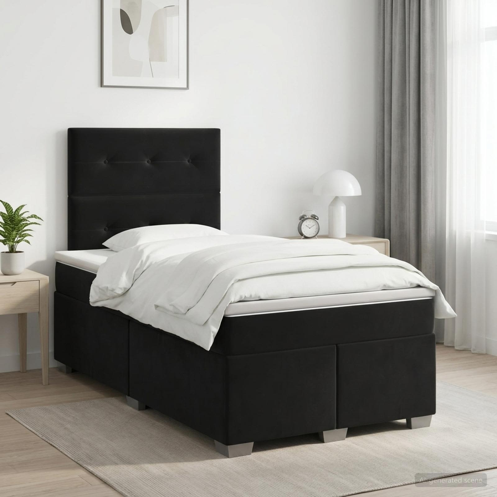 vidaXL Κρεβάτι box spring με στρώμα Μαύρο 120 x 190 cm Βελούδο