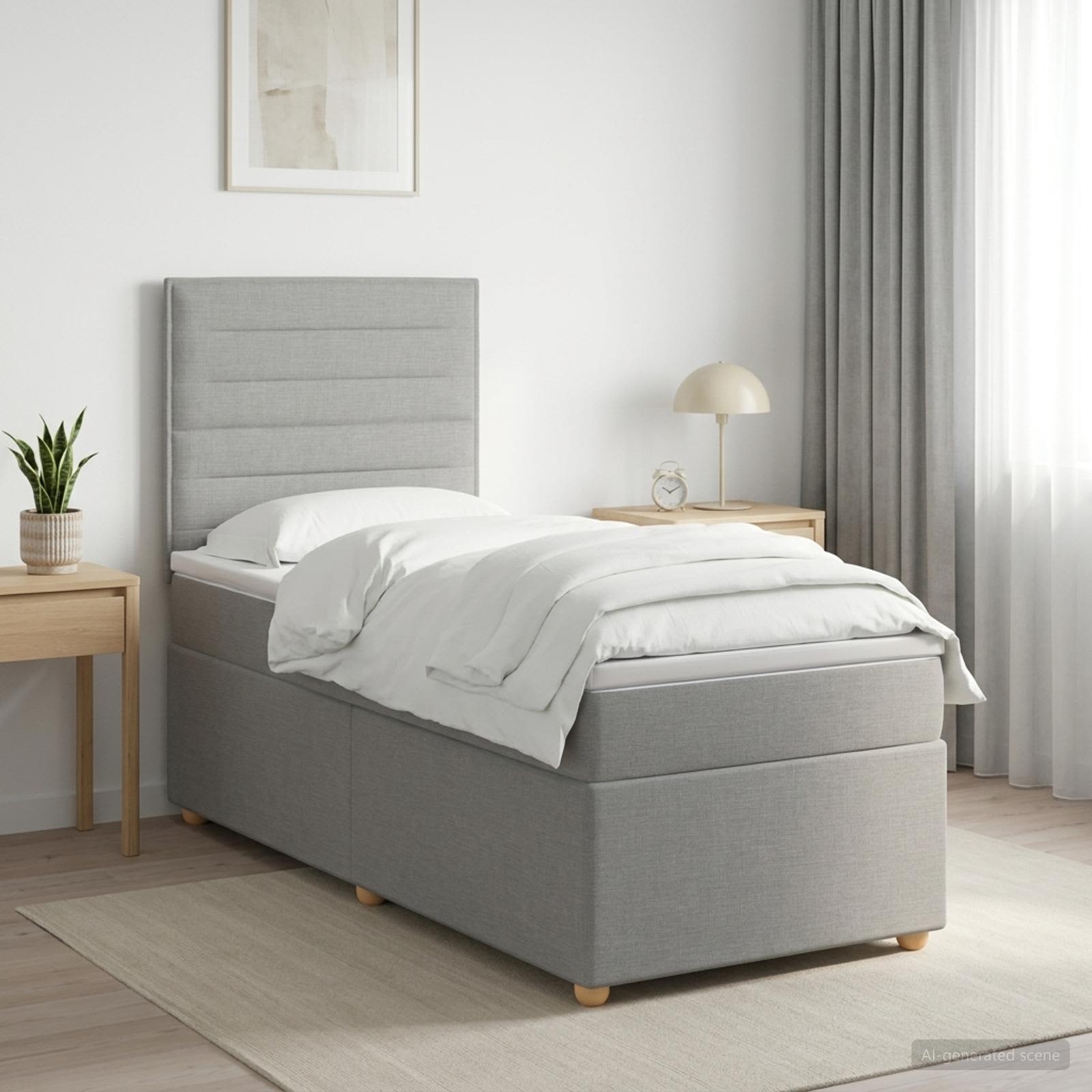 vidaXL Κρεβάτι box spring με στρώμα Ανοιχτό γκρι 90 x 190 cm Ύφασμα