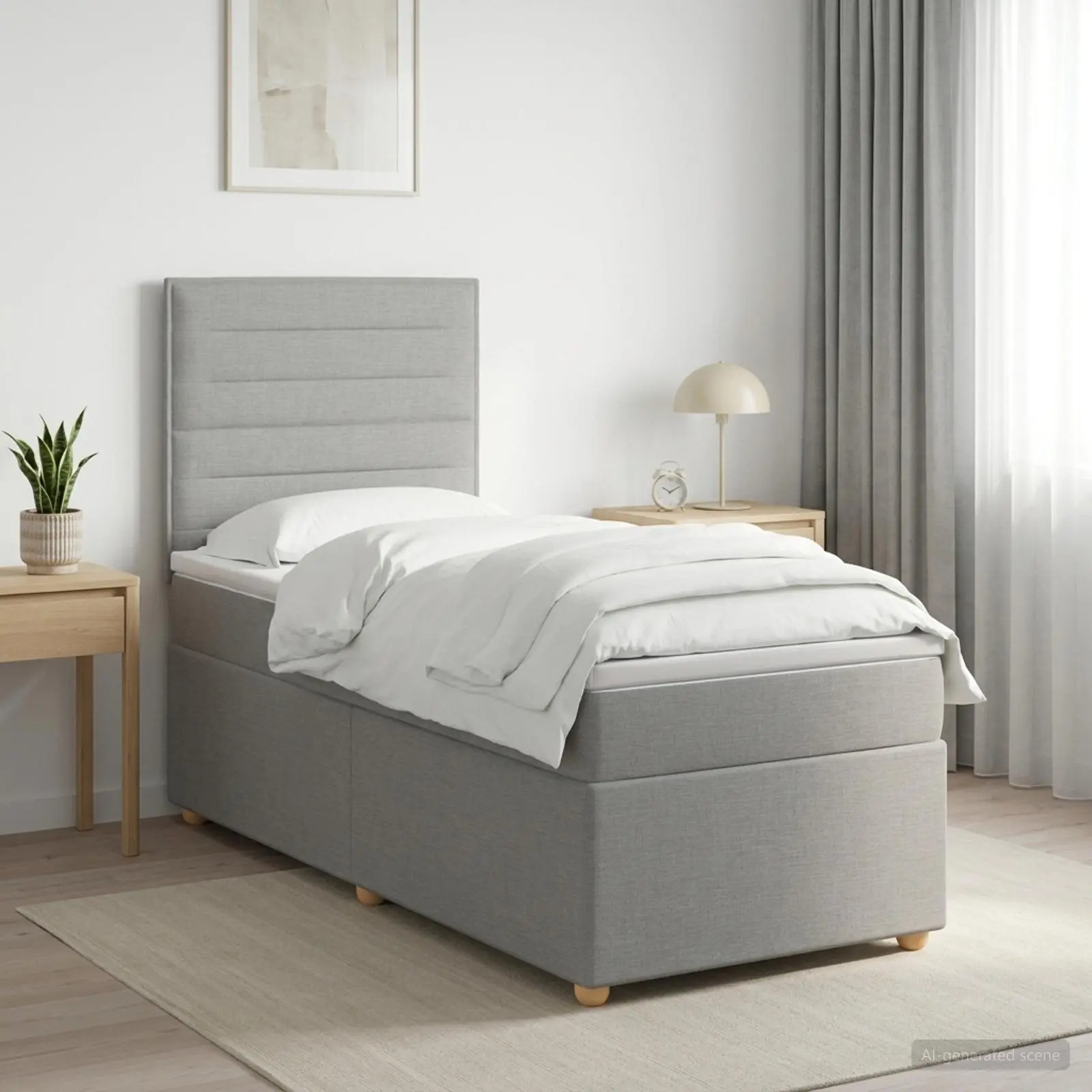 vidaXL Κρεβάτι box spring με στρώμα Ανοιχτό γκρι 90 x 190 cm Ύφασμα