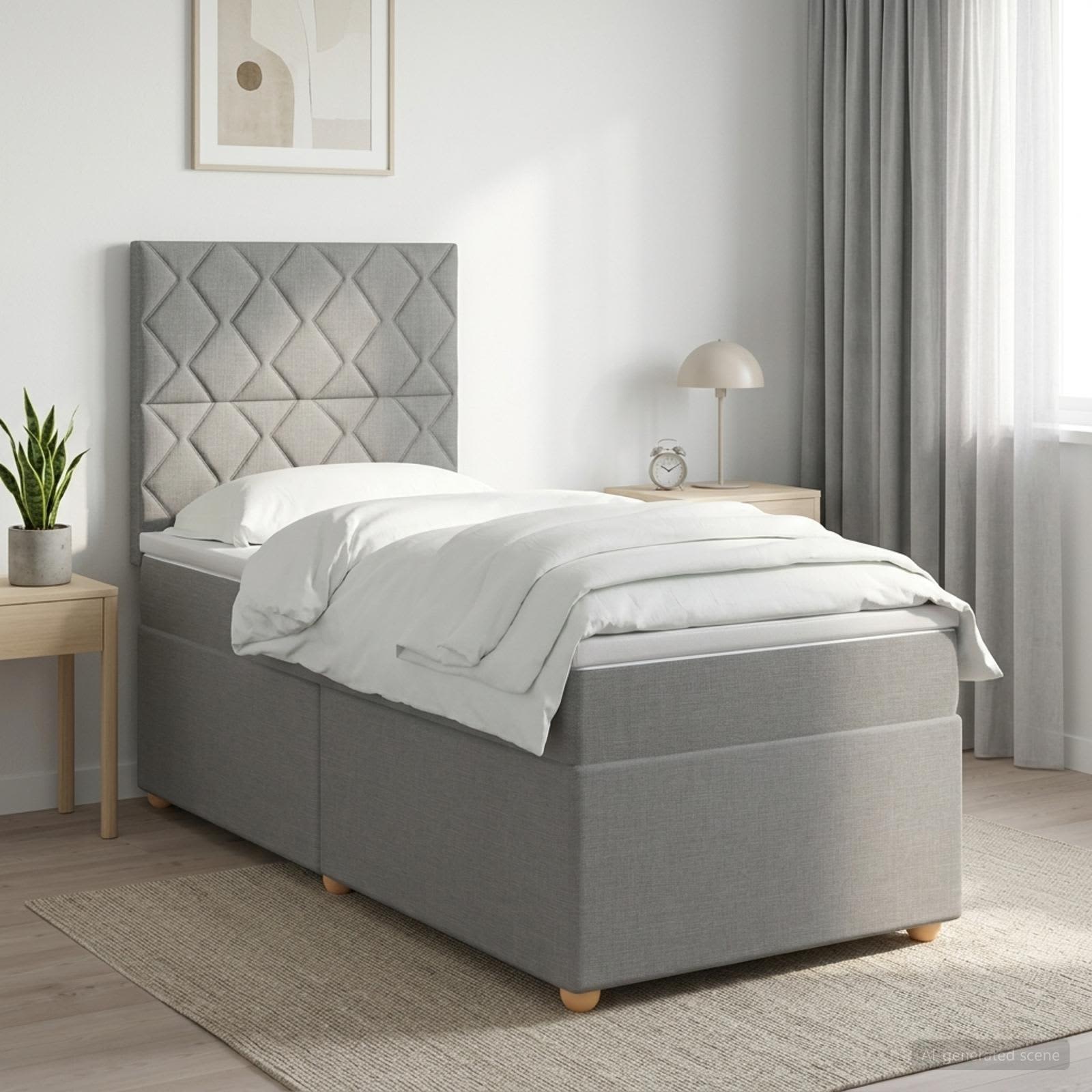 vidaXL Κρεβάτι box spring με στρώμα Ανοιχτό γκρι 100 x 200 cm Ύφασμα
