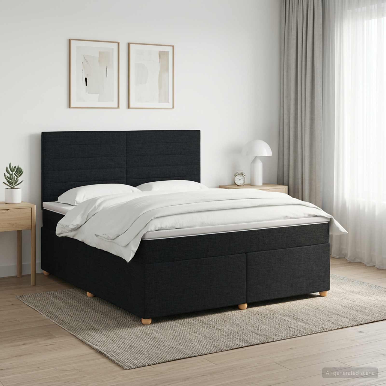 vidaXL Κρεβάτι box spring με στρώμα Μαύρο 160 x 200 cm Ύφασμα