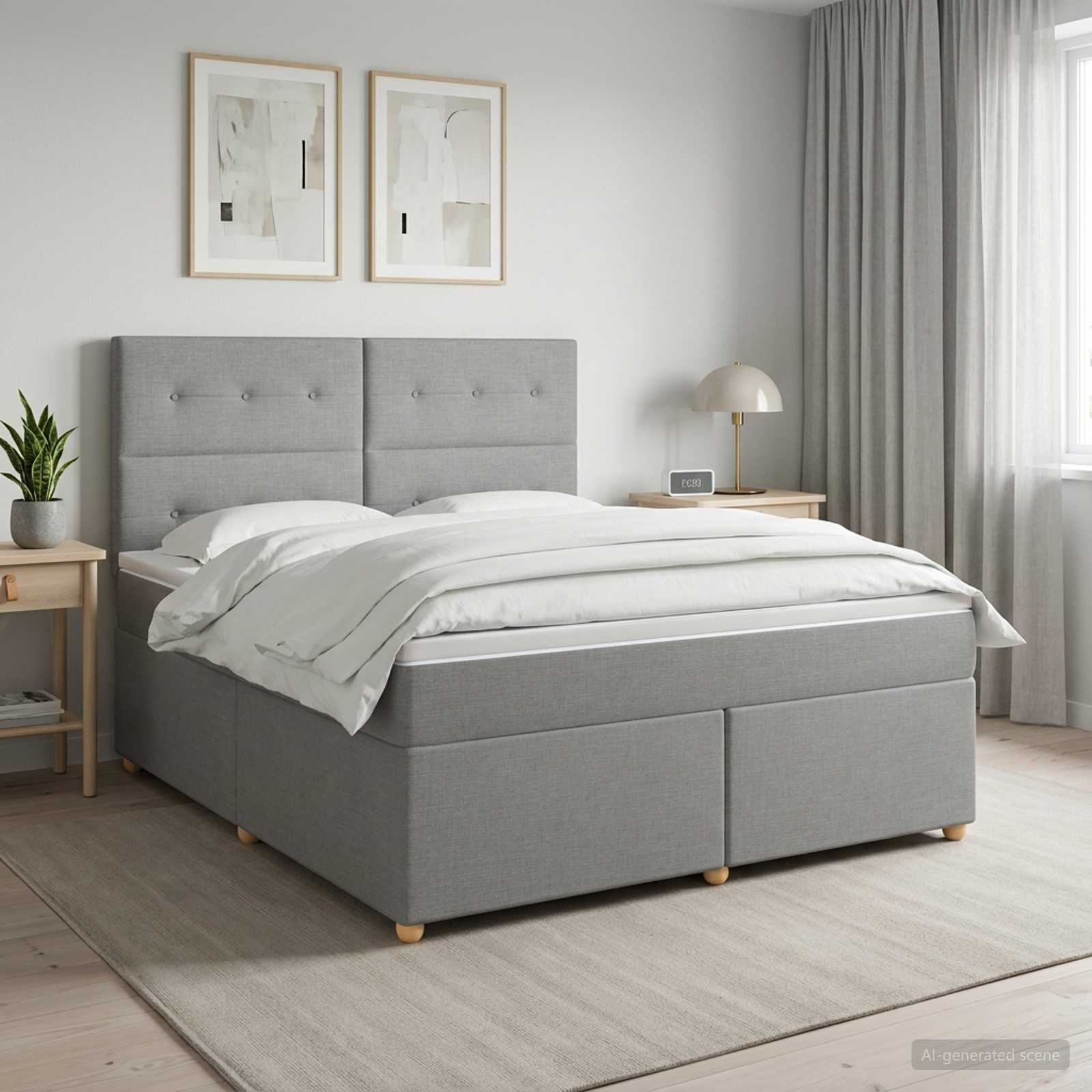 vidaXL Κρεβάτι box spring με στρώμα Ανοιχτό γκρι 180 x 200 cm Ύφασμα