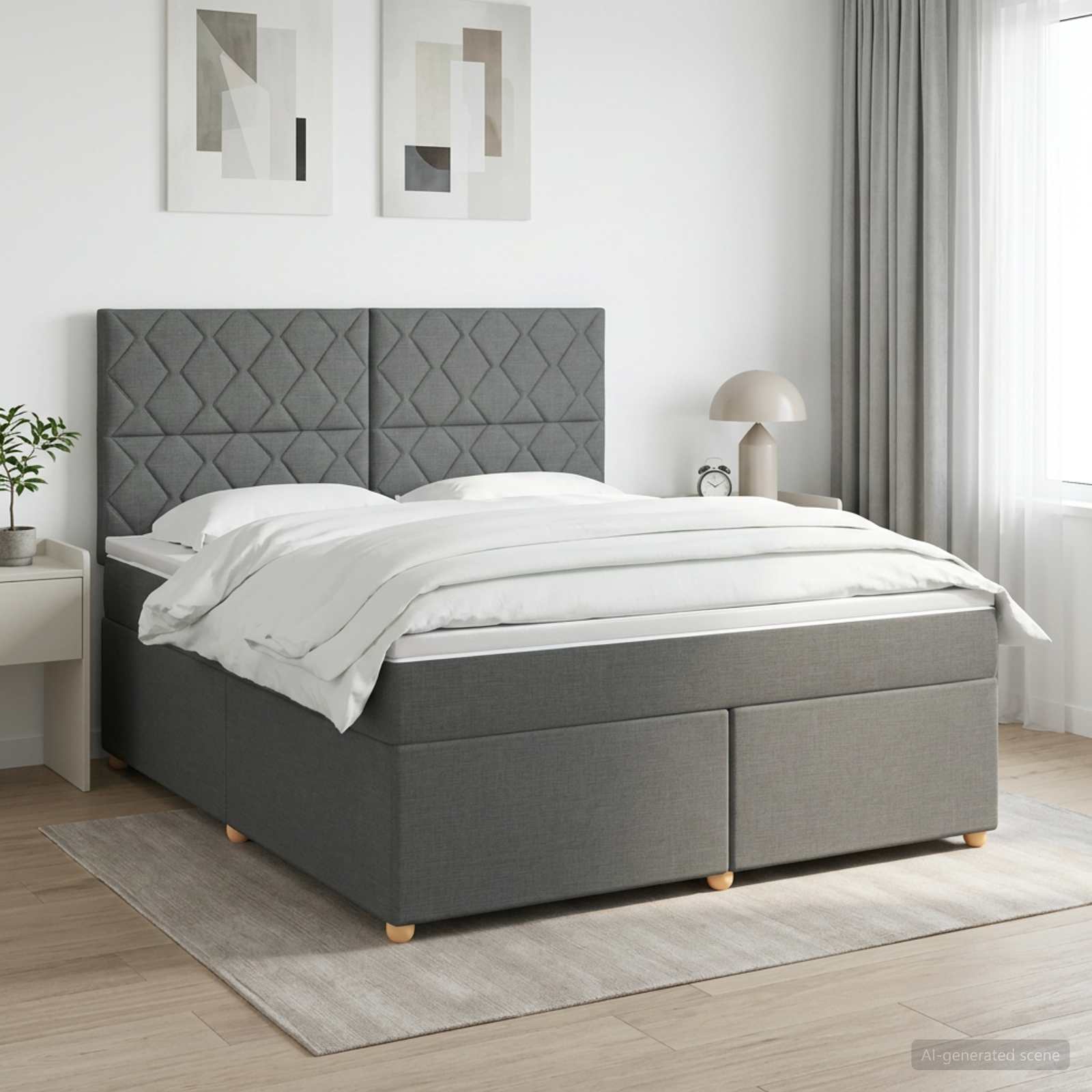vidaXL Κρεβάτι box spring με στρώμα Σκούρο Γκρι 140 x 190 cm Ύφασμα