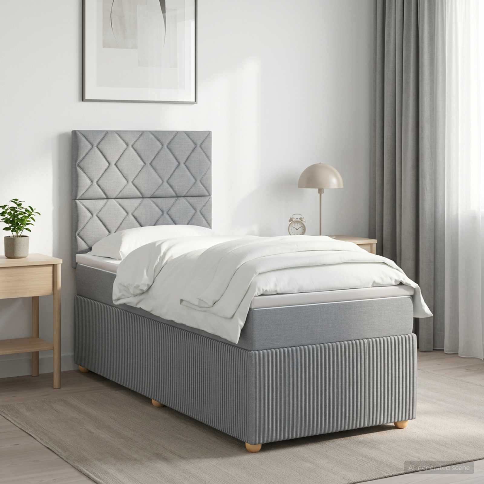 vidaXL Κρεβάτι box spring με στρώμα Ανοιχτό γκρι 100 x 200 cm Ύφασμα