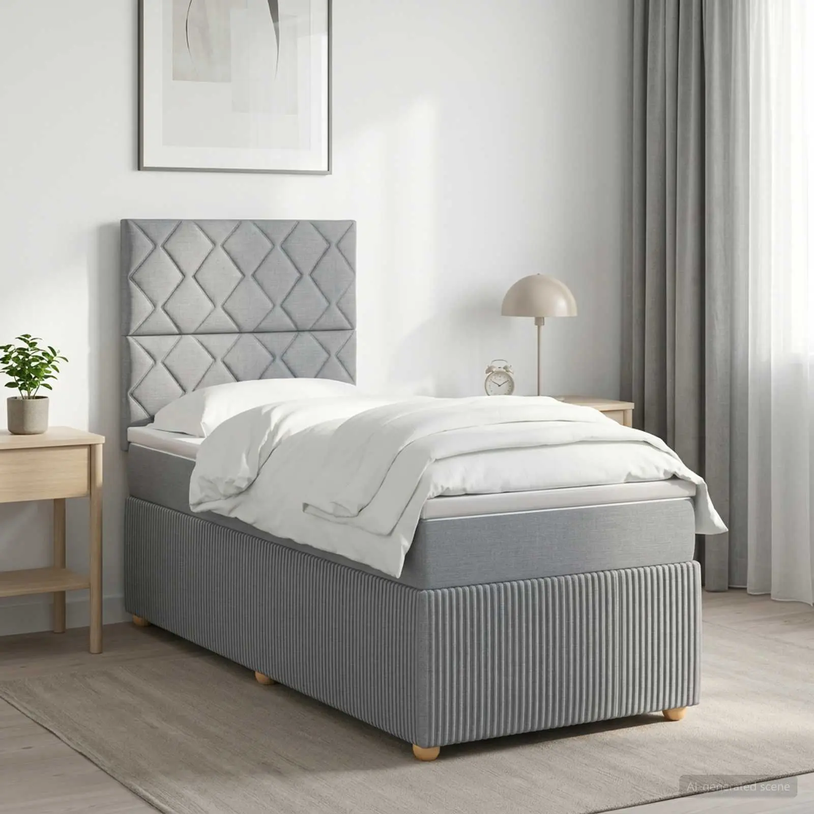 vidaXL Κρεβάτι box spring με στρώμα Ανοιχτό γκρι 100 x 200 cm Ύφασμα