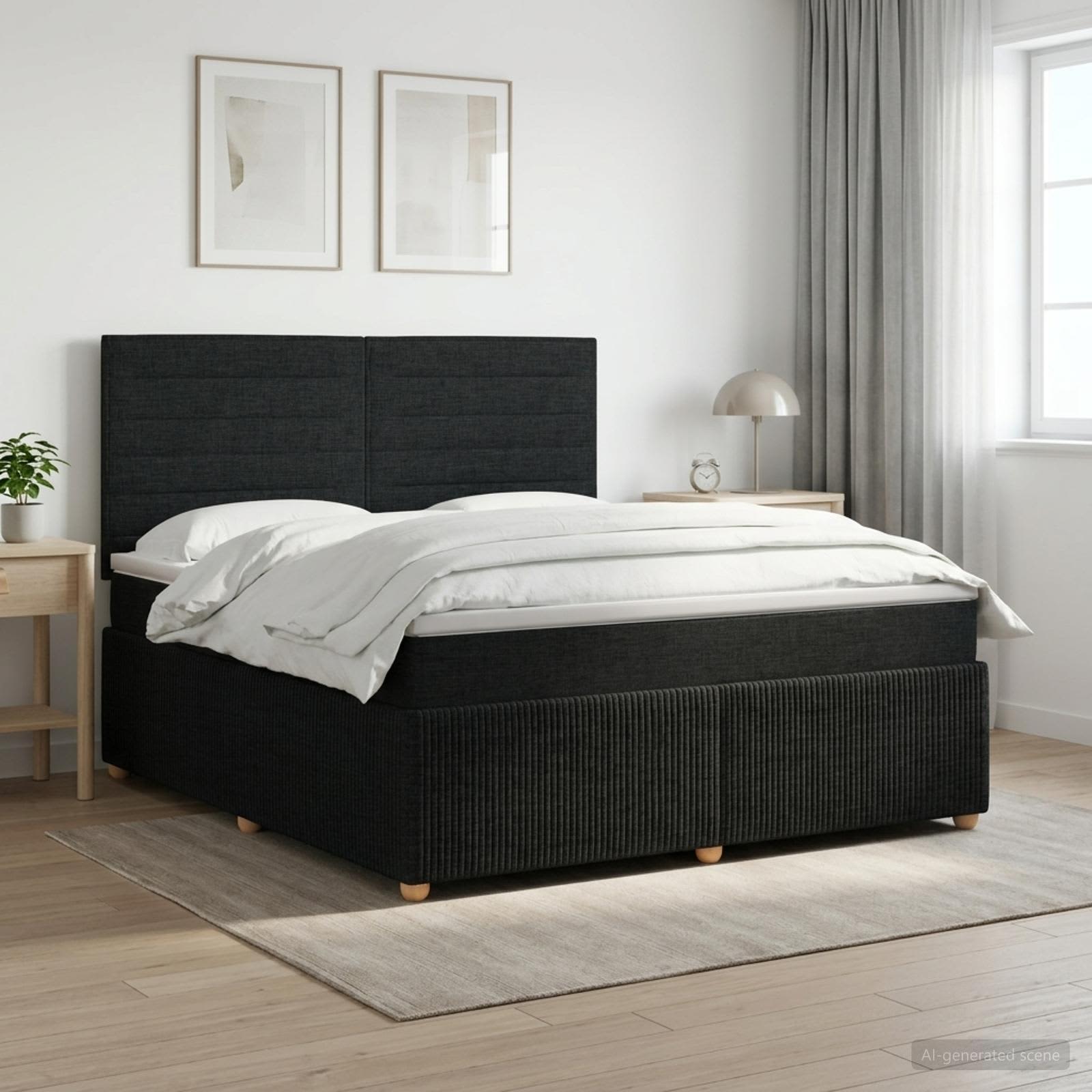 vidaXL Κρεβάτι box spring με στρώμα Μαύρο 140 x 190 cm Ύφασμα