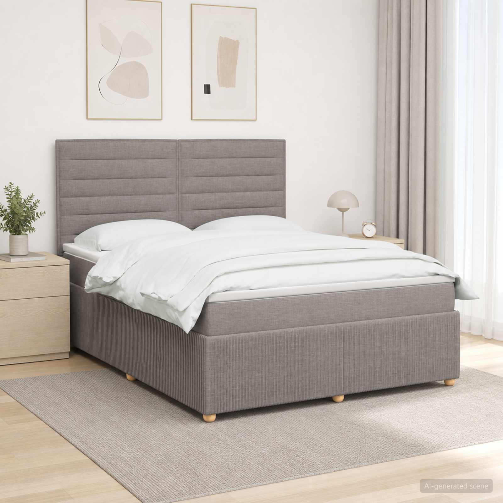 vidaXL Κρεβάτι box spring με στρώμα Taupe 140 x 190 cm Ύφασμα