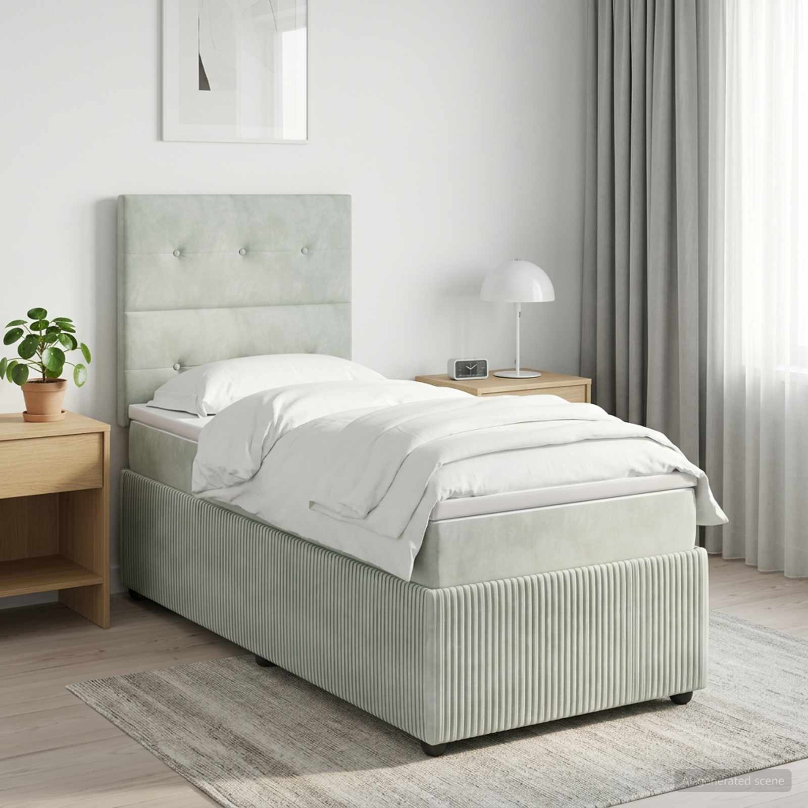 vidaXL Κρεβάτι box spring με στρώμα Ανοιχτό γκρι Μονό Βελούδο