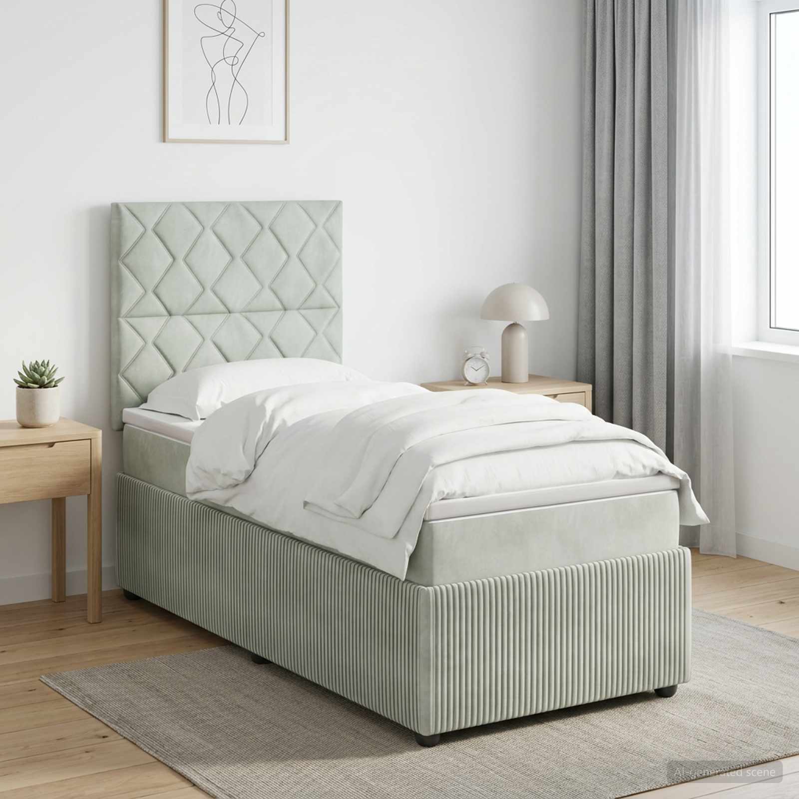 vidaXL Κρεβάτι box spring με στρώμα Ανοιχτό γκρι 90 x 190 cm Βελούδο
