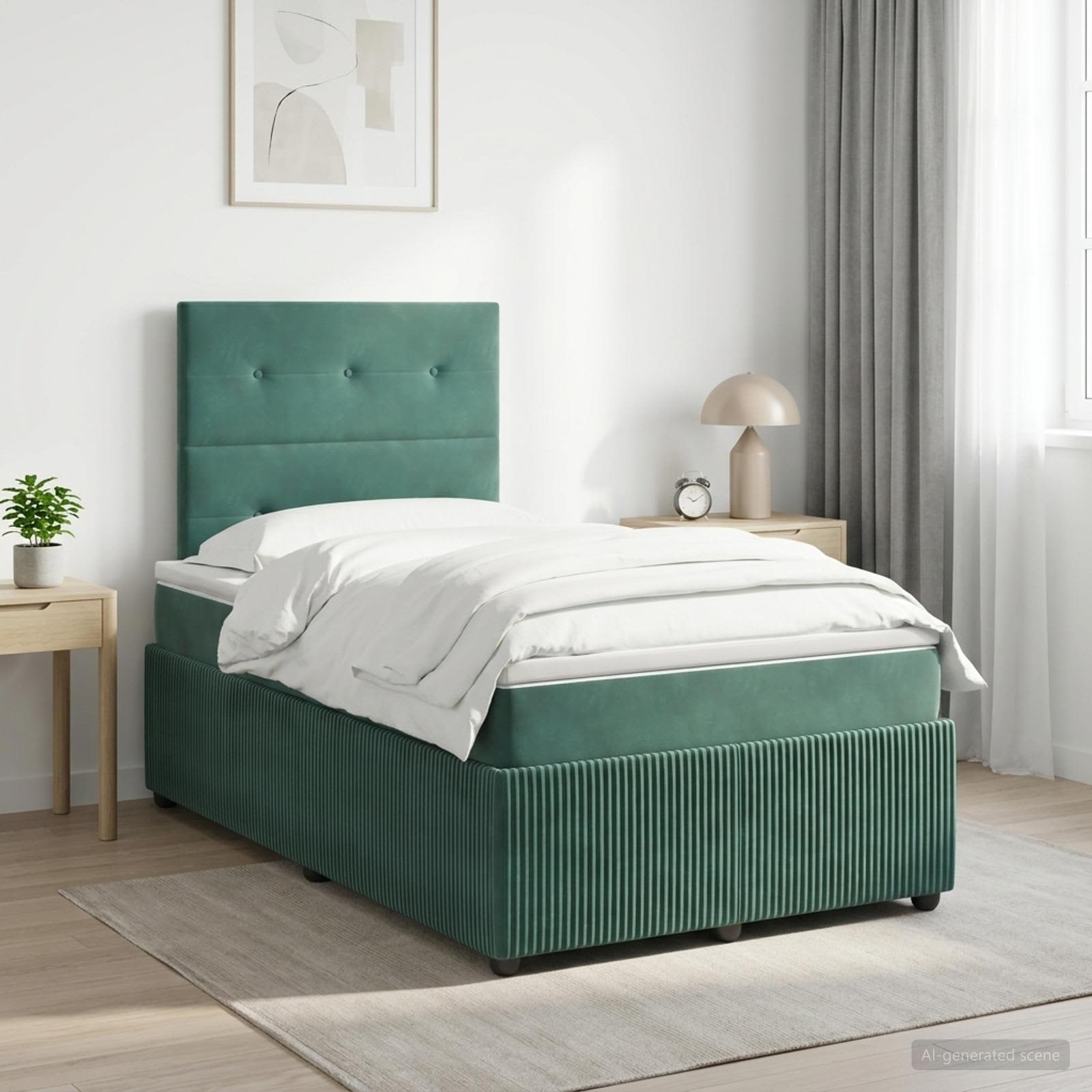 vidaXL Κρεβάτι box spring με στρώμα Σκούρο Πράσινο 120 x 200 cm
