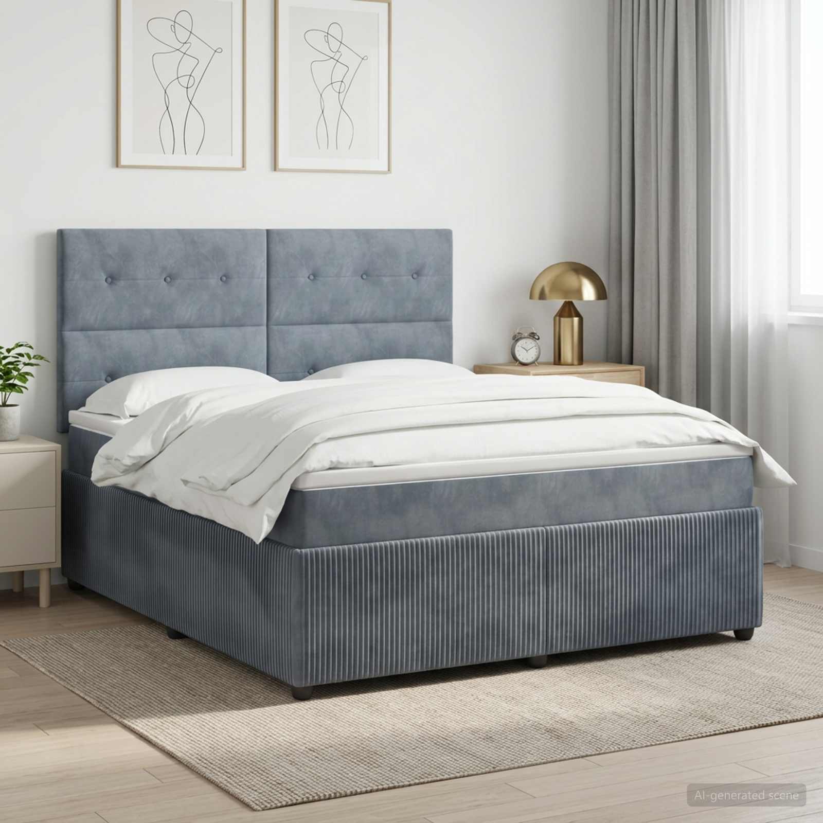 vidaXL Κρεβάτι box spring με στρώμα Σκούρο Γκρι 140 x 190 cm Βελούδο