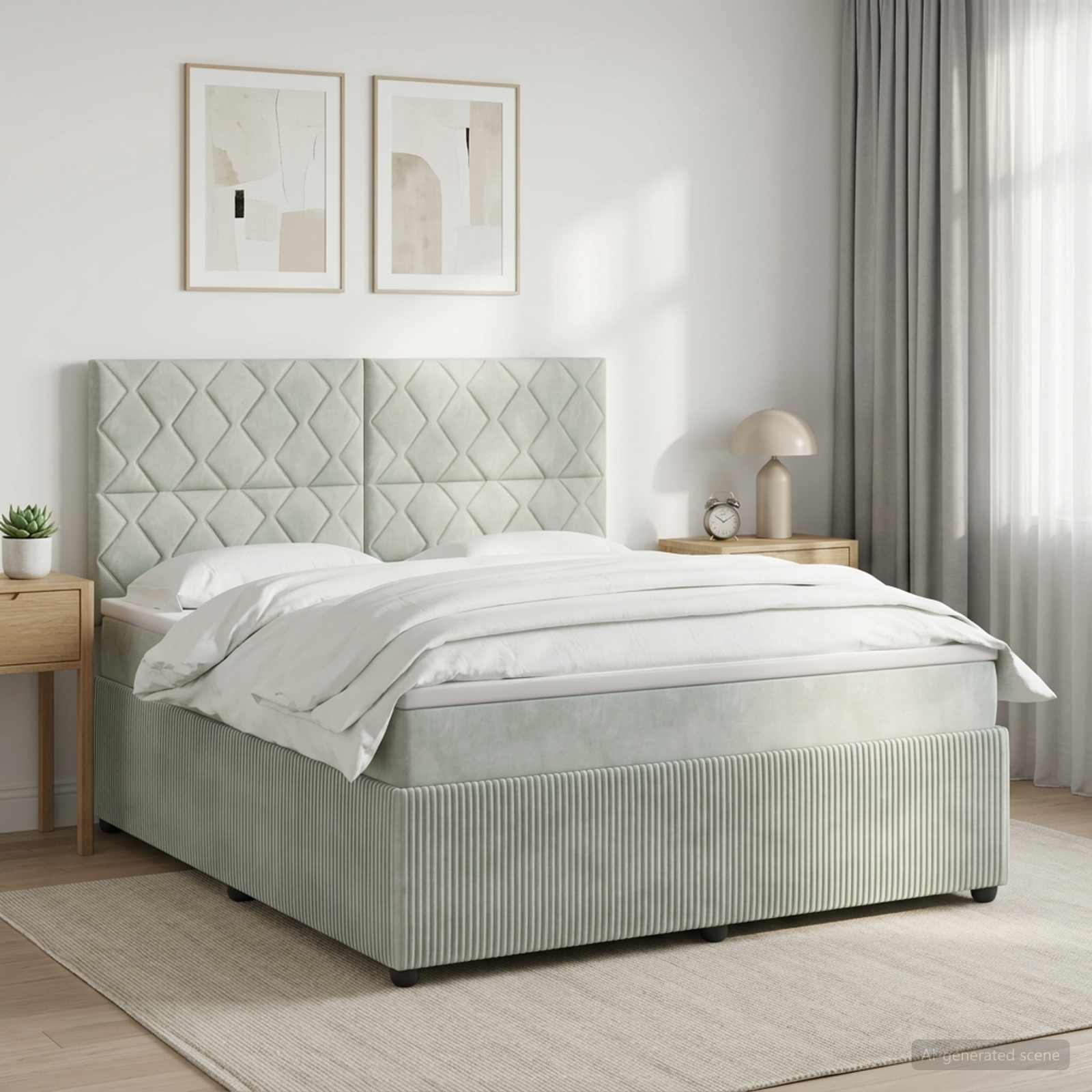 vidaXL Κρεβάτι box spring με στρώμα Ανοιχτό γκρι 140 x 190 cm Βελούδο