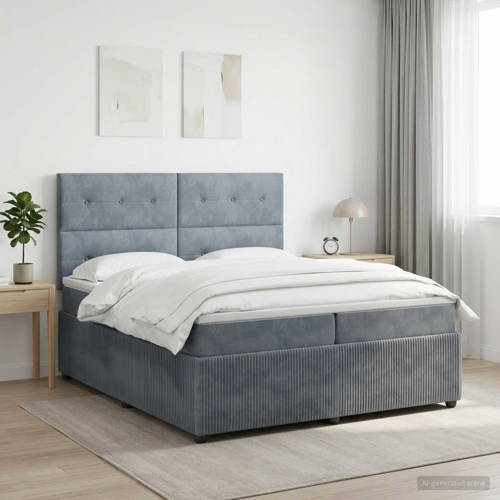 vidaXL Κρεβάτι box spring με στρώμα Σκούρο Γκρι 200 x 200 cm Βελούδο