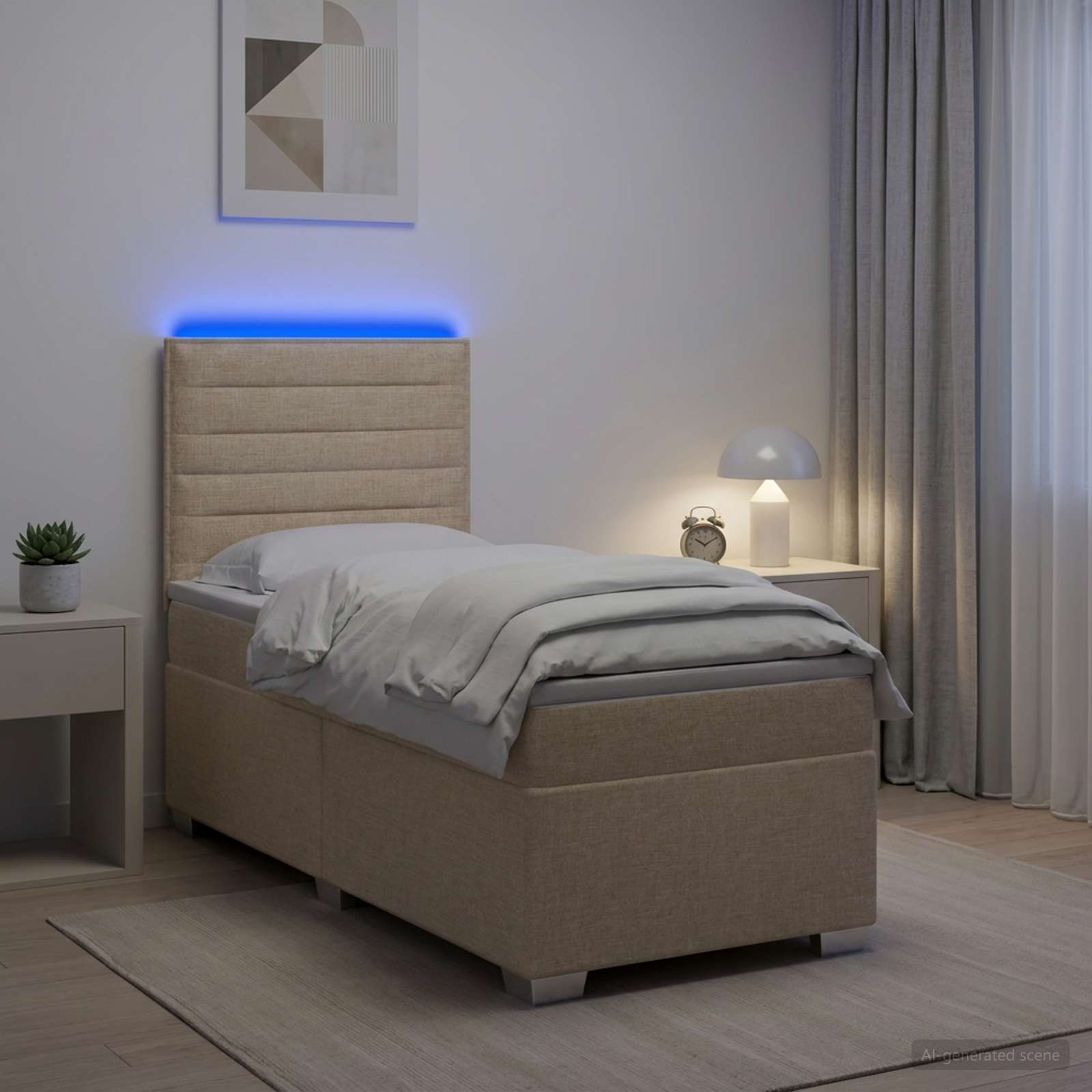 vidaXL Κρεβάτι box spring με στρώμα Κρεμ 80 x 200 cm Ύφασμα