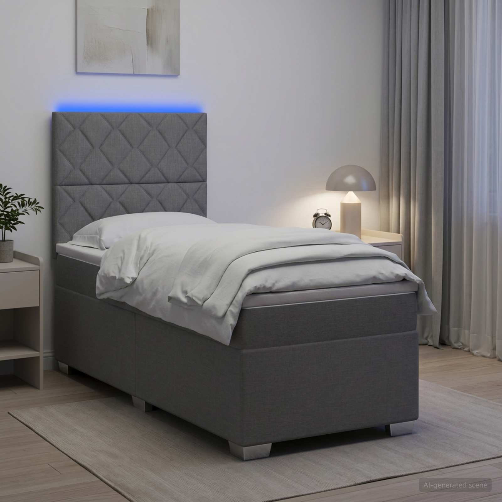 vidaXL Κρεβάτι box spring με στρώμα Ανοιχτό γκρι 80 x 200 cm Ύφασμα