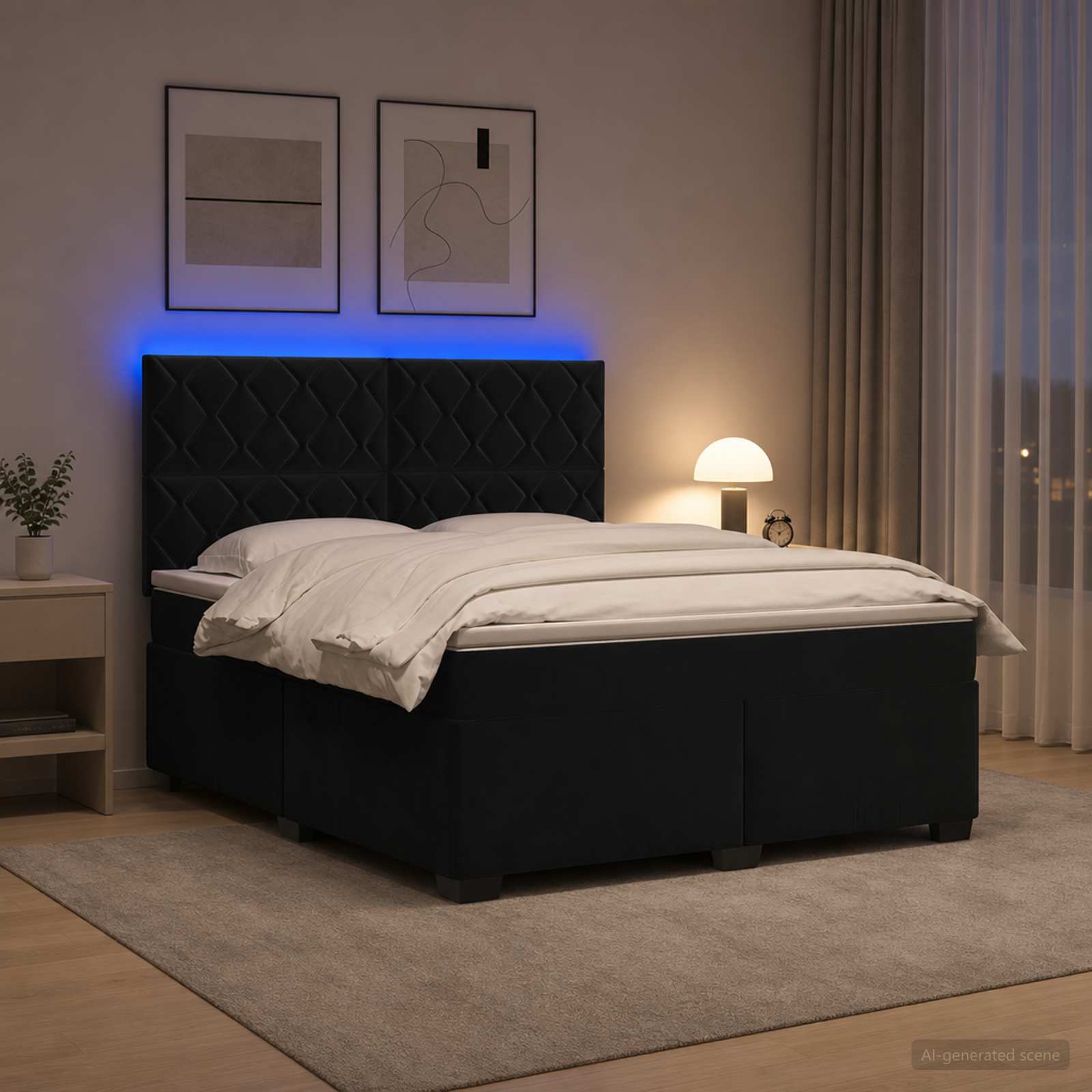 vidaXL Κρεβάτι box spring με στρώμα Μαύρο 140 x 200 cm Βελούδο