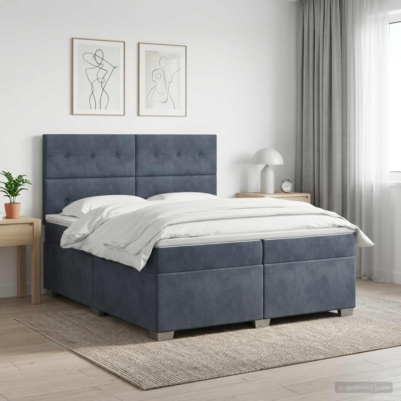 vidaXL Κρεβάτι box spring με στρώμα Σκούρο Γκρι 200 x 200 cm Βελούδο