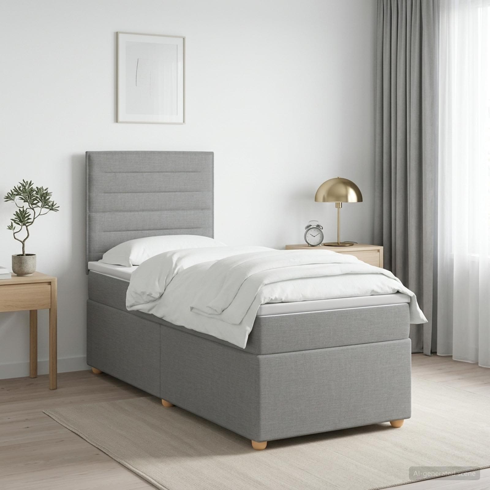 vidaXL Κρεβάτι box spring με στρώμα Ανοιχτό γκρι 90 x 190 cm Ύφασμα