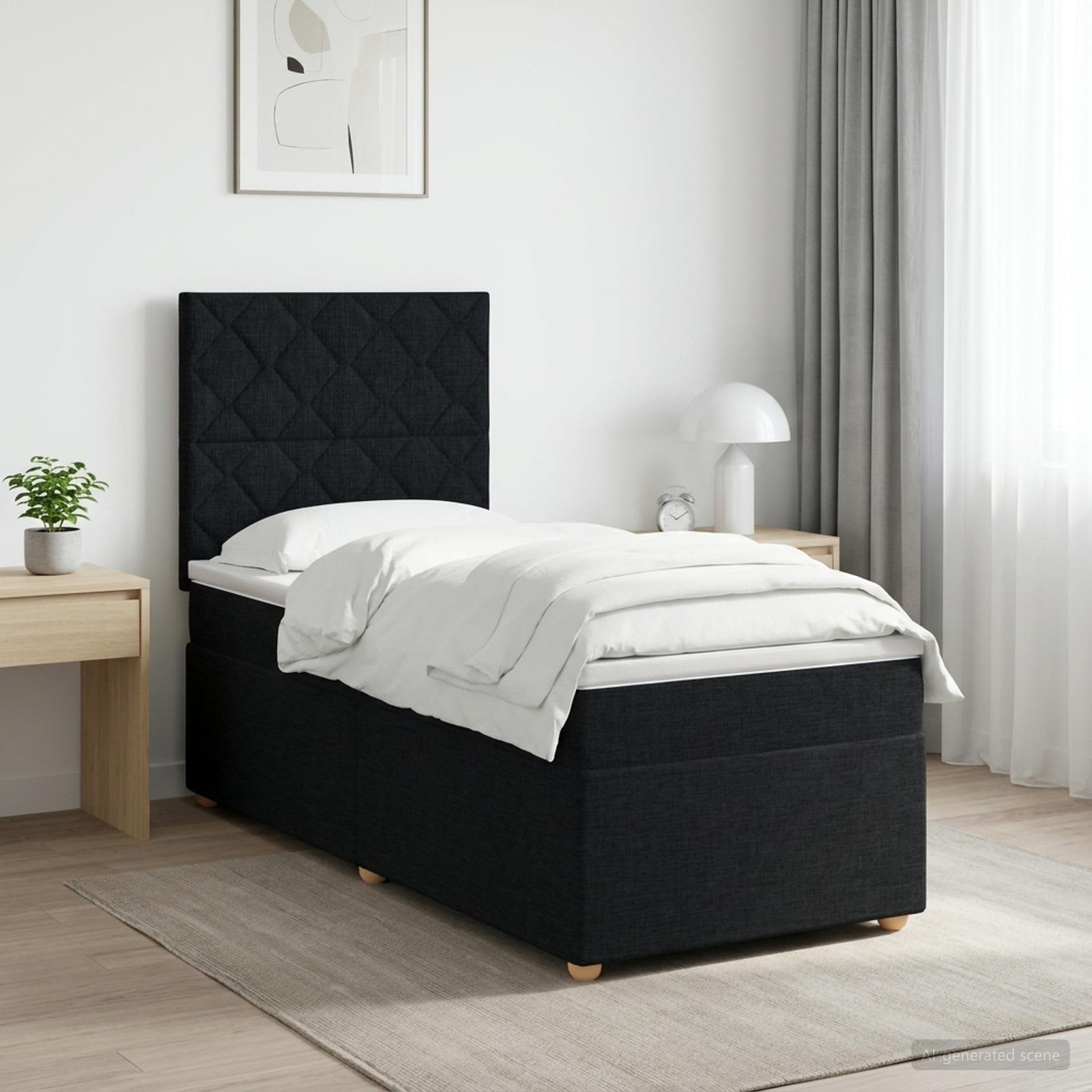 vidaXL Κρεβάτι box spring με στρώμα Μαύρο 100 x 200 cm Ύφασμα