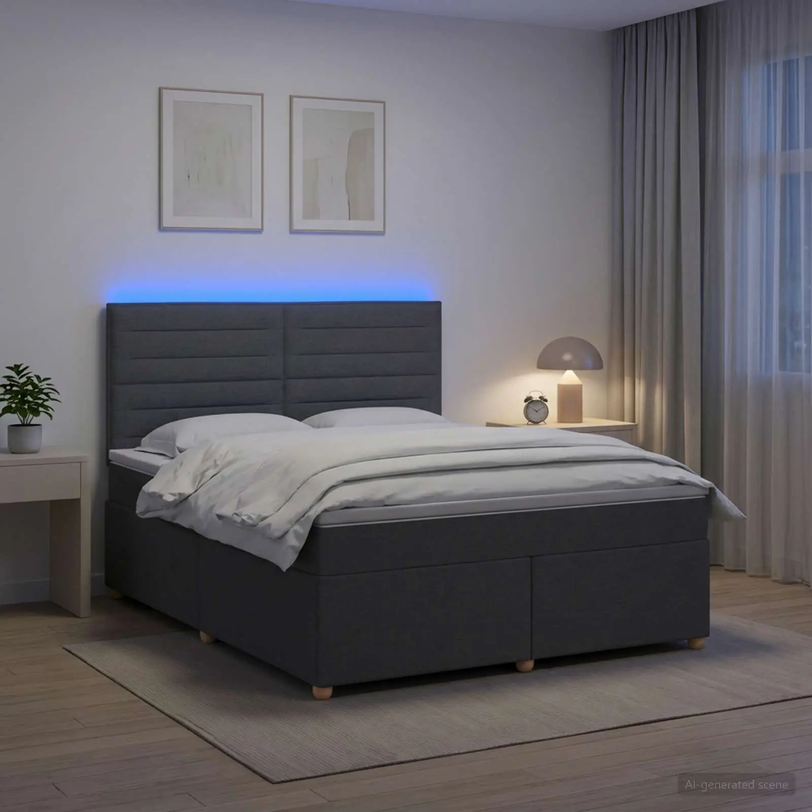 vidaXL Κρεβάτι box spring με στρώμα Σκούρο Γκρι 140 x 190 cm Ύφασμα