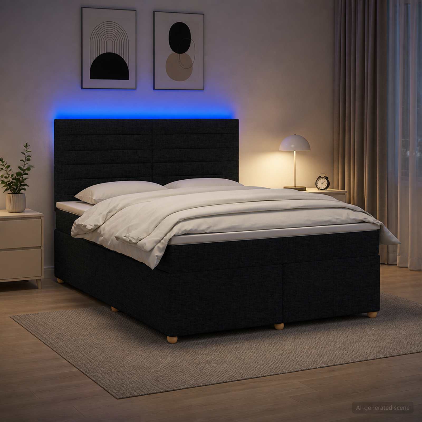 vidaXL Κρεβάτι box spring με στρώμα Μαύρο 140 x 190 cm Ύφασμα