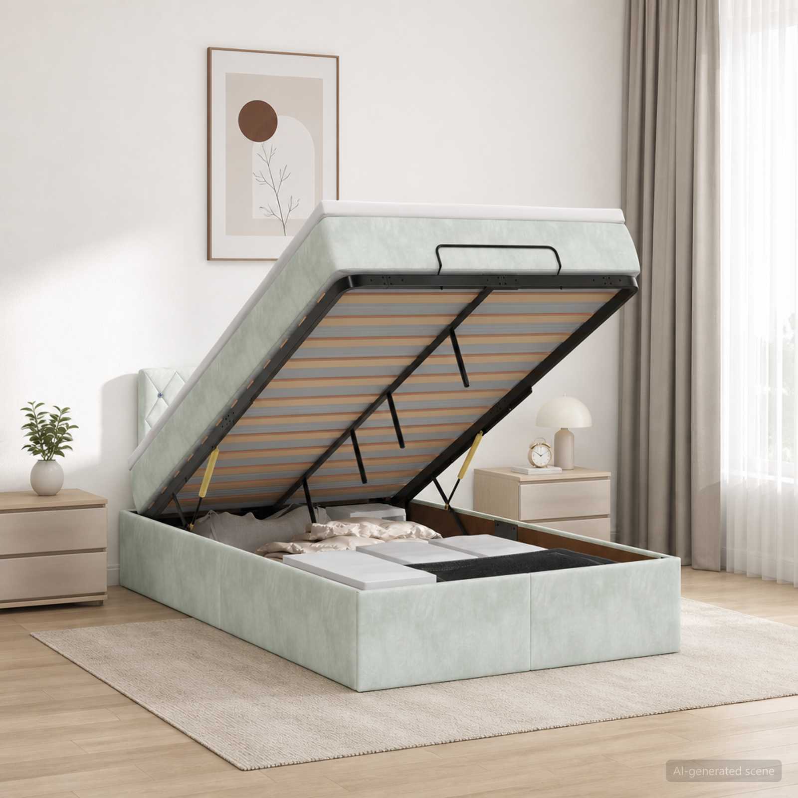 vidaXL Κρεβάτι Ottoman με στρώμα Ανοιχτό γκρι 120 x 190 cm Βελούδο