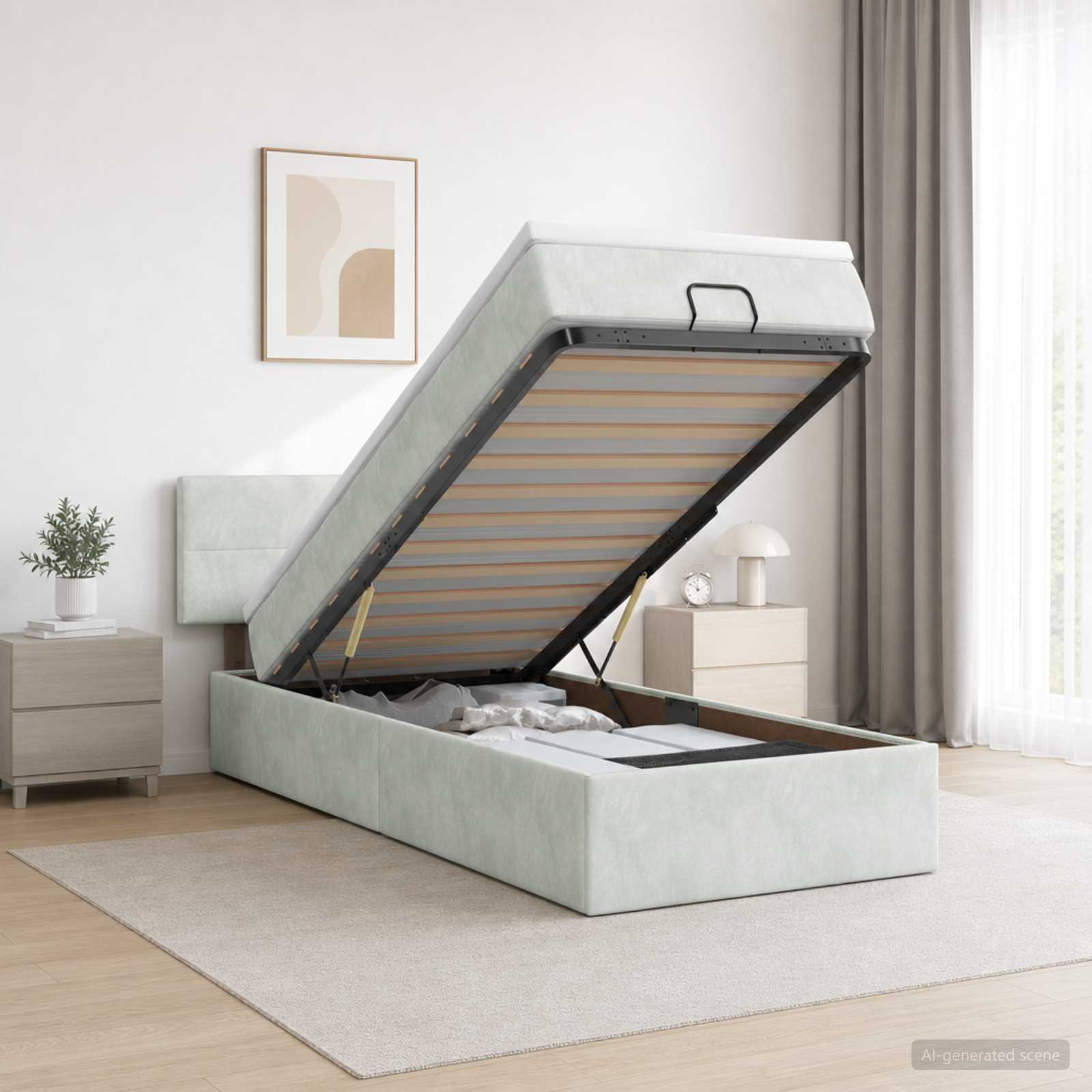 vidaXL Κρεβάτι Ottoman με στρώμα Ανοιχτό γκρι 90 x 200 cm Βελούδο