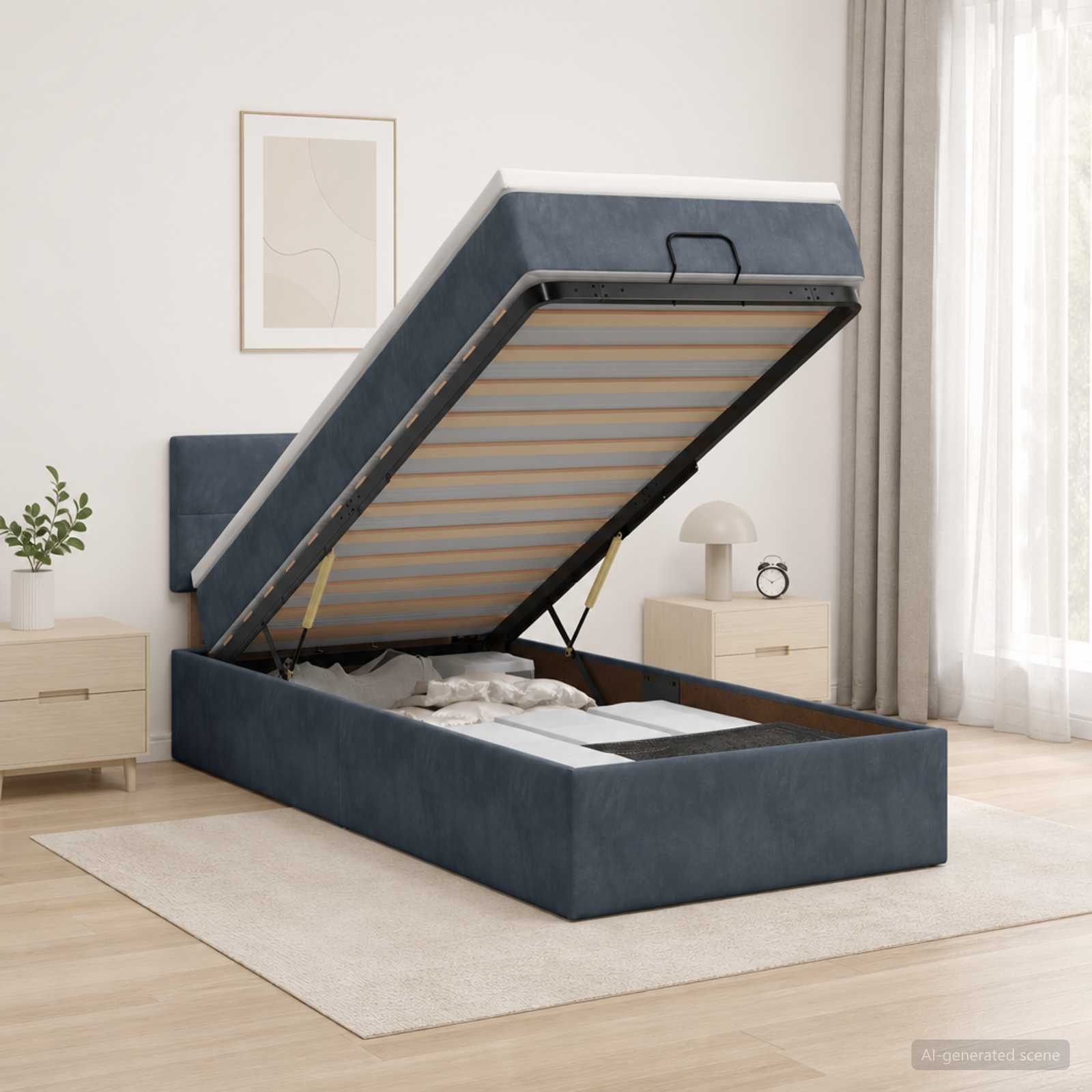 vidaXL Κρεβάτι Ottoman με στρώμα Σκούρο Γκρι 100 x 200 cm Βελούδο