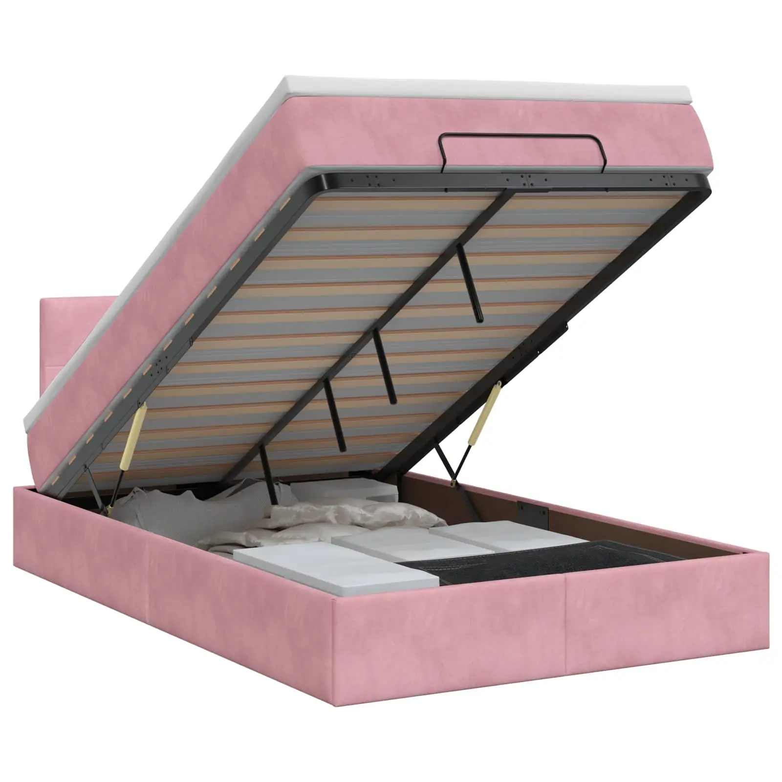 vidaXL Κρεβάτι Ottoman με στρώμα με κεφαλάρι Ροζ 120 x 200 cm Βελούδο