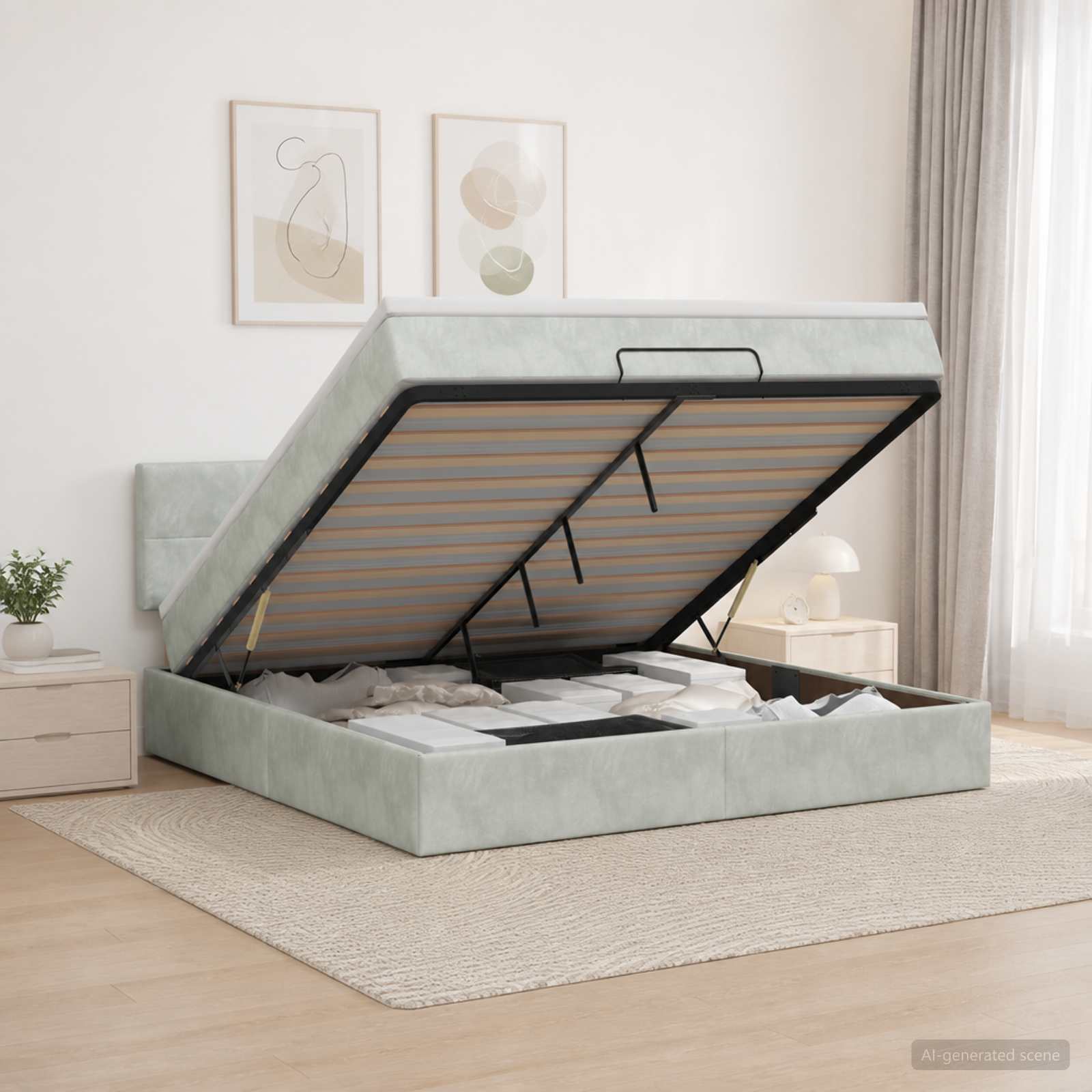 vidaXL Κρεβάτι Ottoman με στρώμα Ανοιχτό γκρι 160 x 200 cm Βελούδο