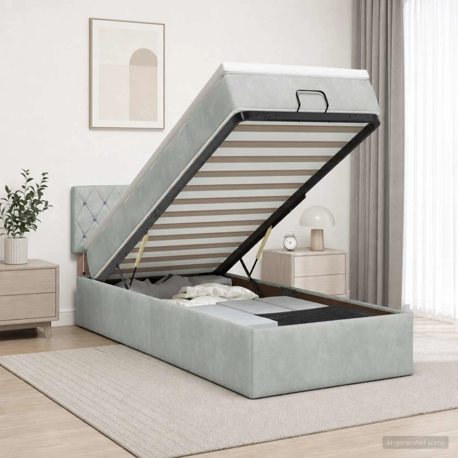 vidaXL Κρεβάτι Ottoman με στρώμα Ανοιχτό γκρι 80 x 200 cm Βελούδο