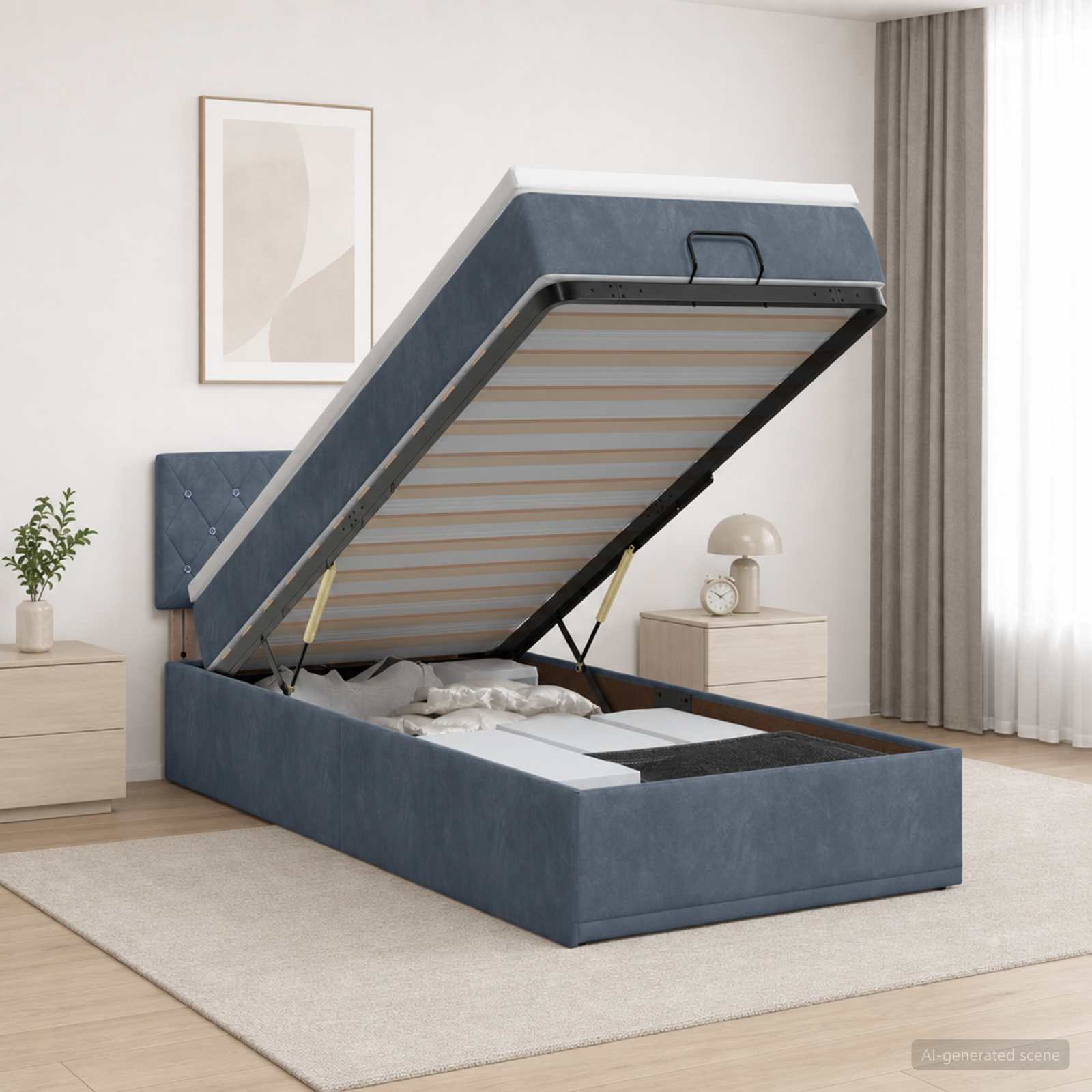vidaXL Κρεβάτι Ottoman με Στρώμα και LED Σκούρο Γκρι 80 x 200 cm