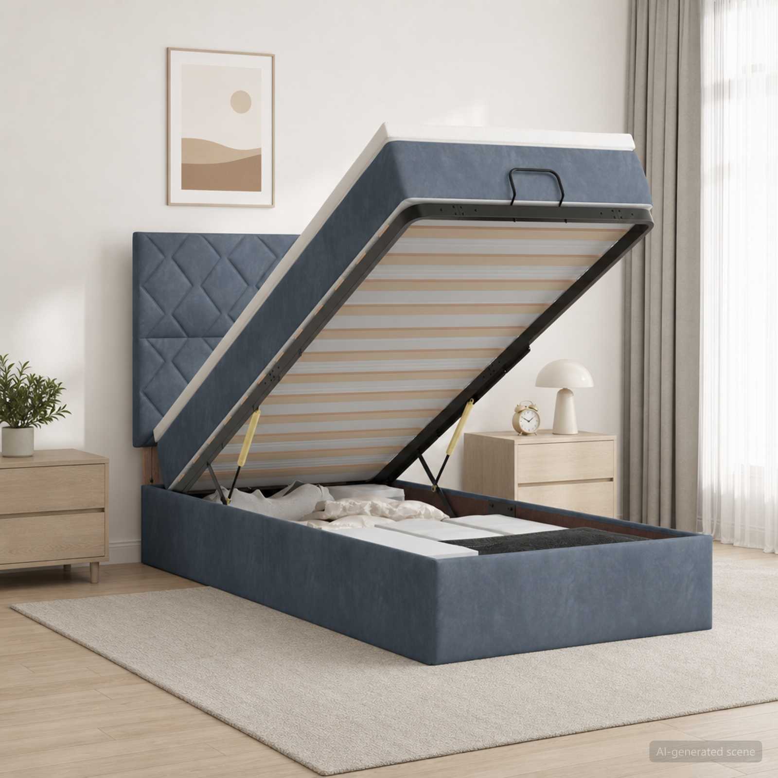 vidaXL Κρεβάτι Ottoman με στρώμα Σκούρο Γκρι 90 x 200 cm Βελούδο